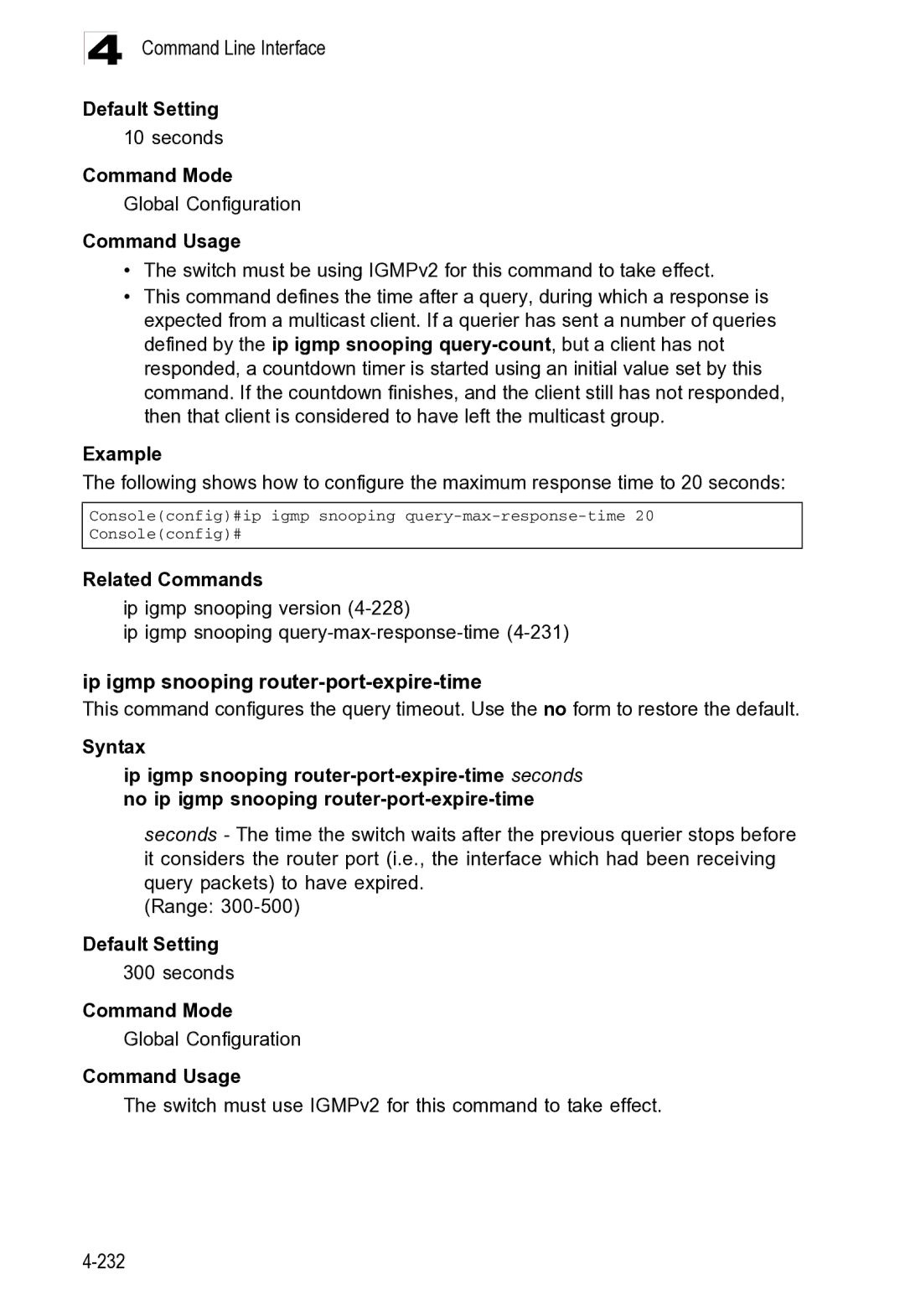 Microsoft ES4625, ES4649 manual Ip igmp snooping router-port-expire-time 