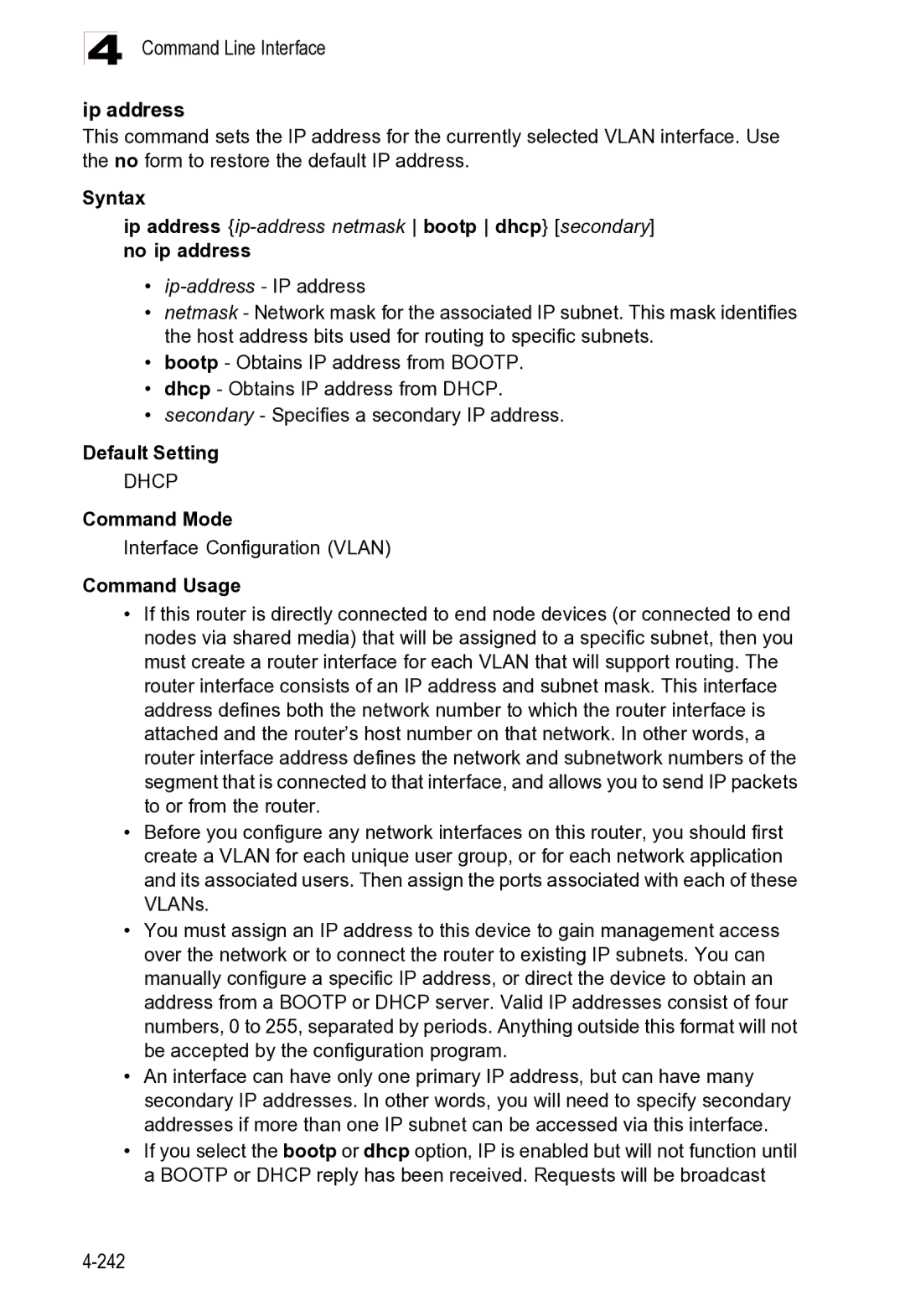 Microsoft ES4625, ES4649 manual Command Line Interface Ip address, 242 