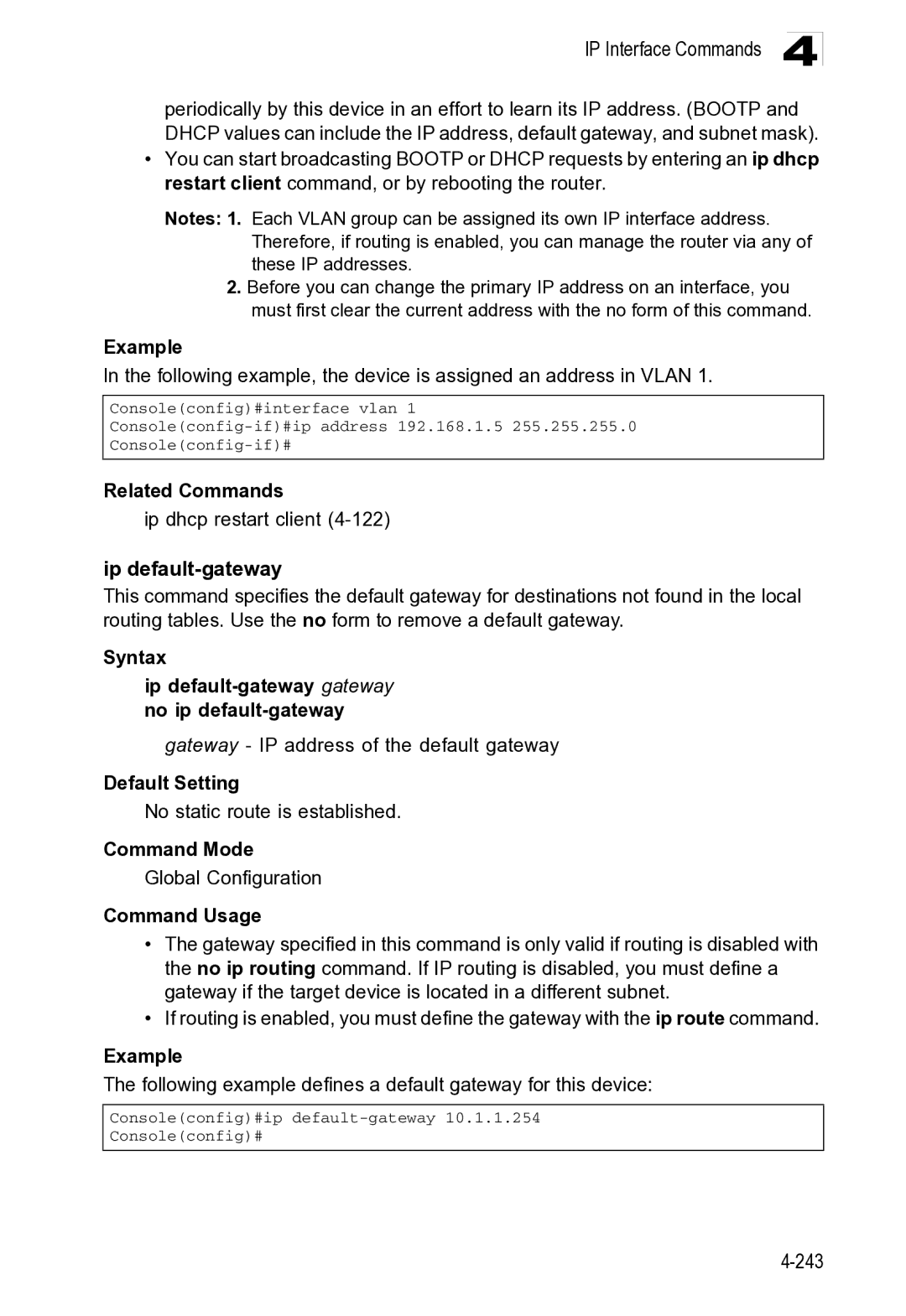 Microsoft ES4649, ES4625 manual IP Interface Commands 