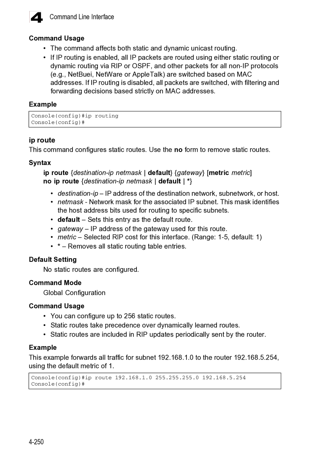 Microsoft ES4625, ES4649 manual Ip route 