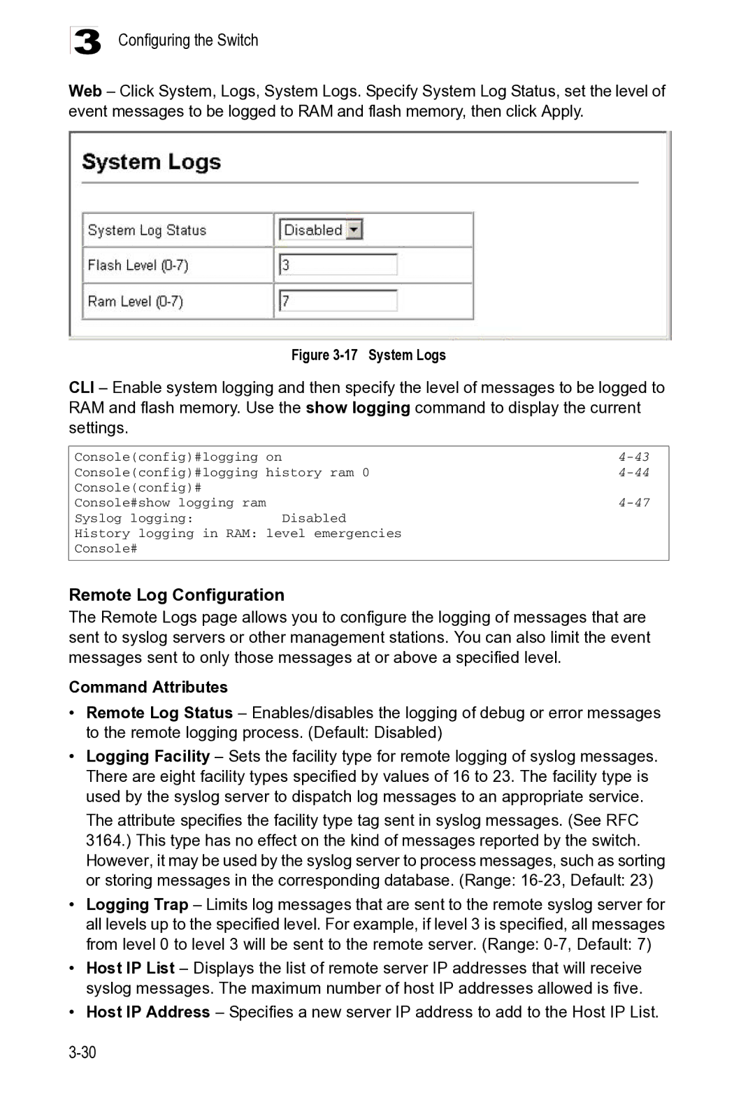 Microsoft ES4625, ES4649 manual Remote Log Configuration 