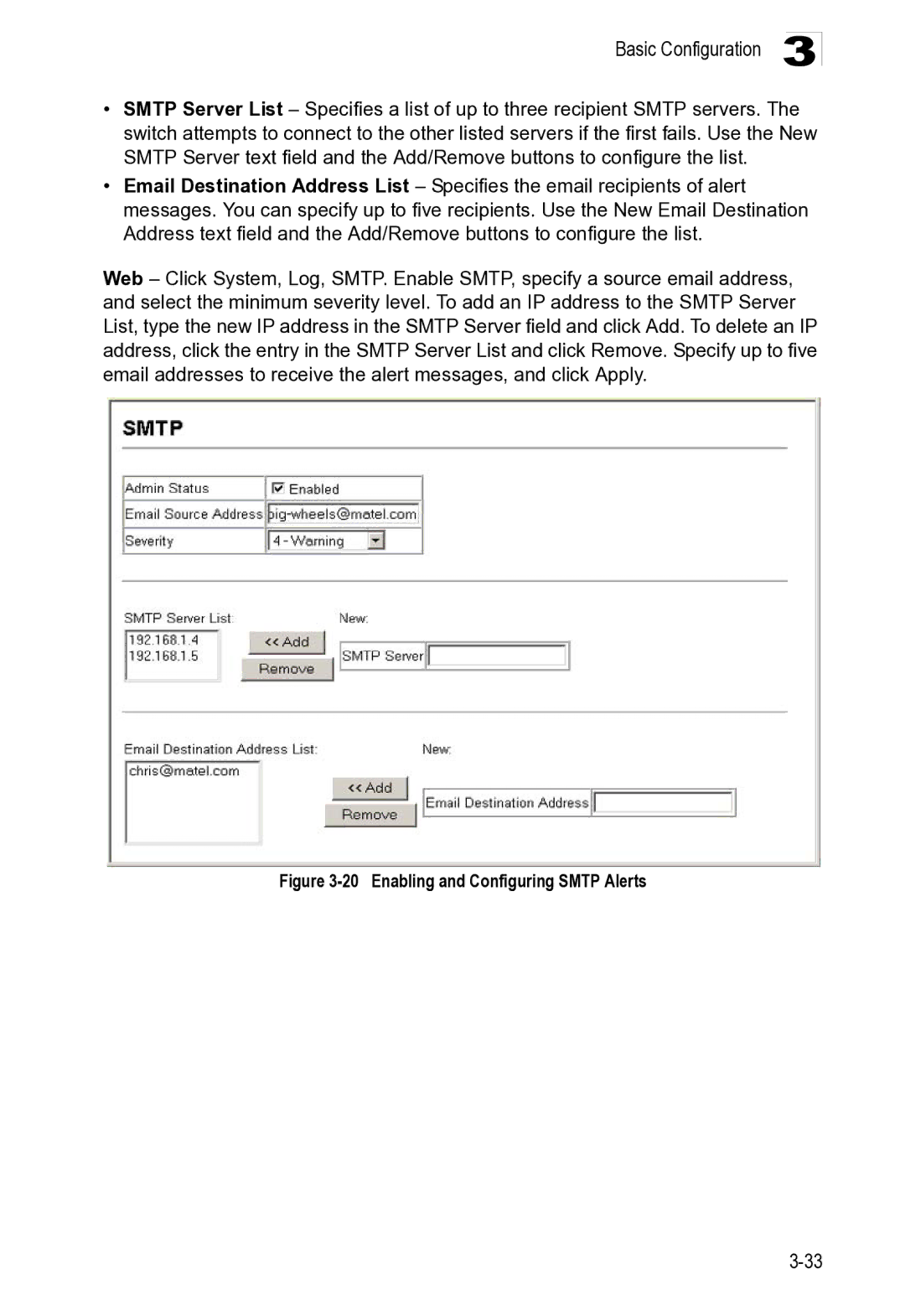 Microsoft ES4649, ES4625 manual Enabling and Configuring Smtp Alerts 