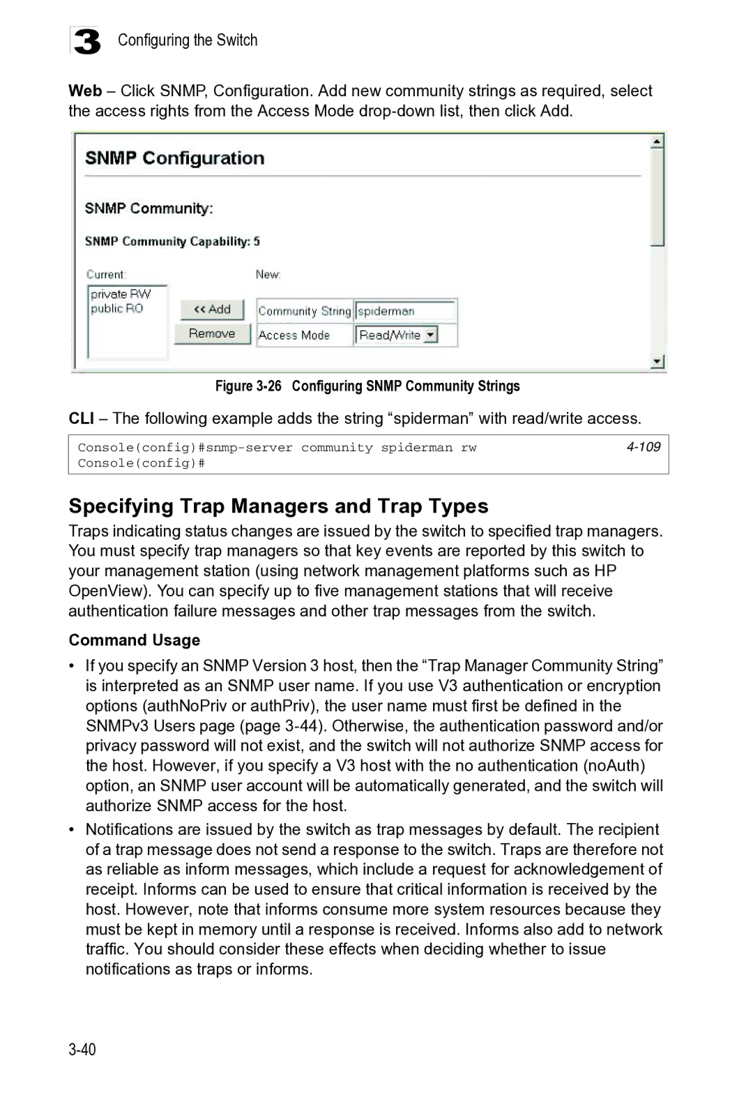 Microsoft ES4625, ES4649 manual Specifying Trap Managers and Trap Types 