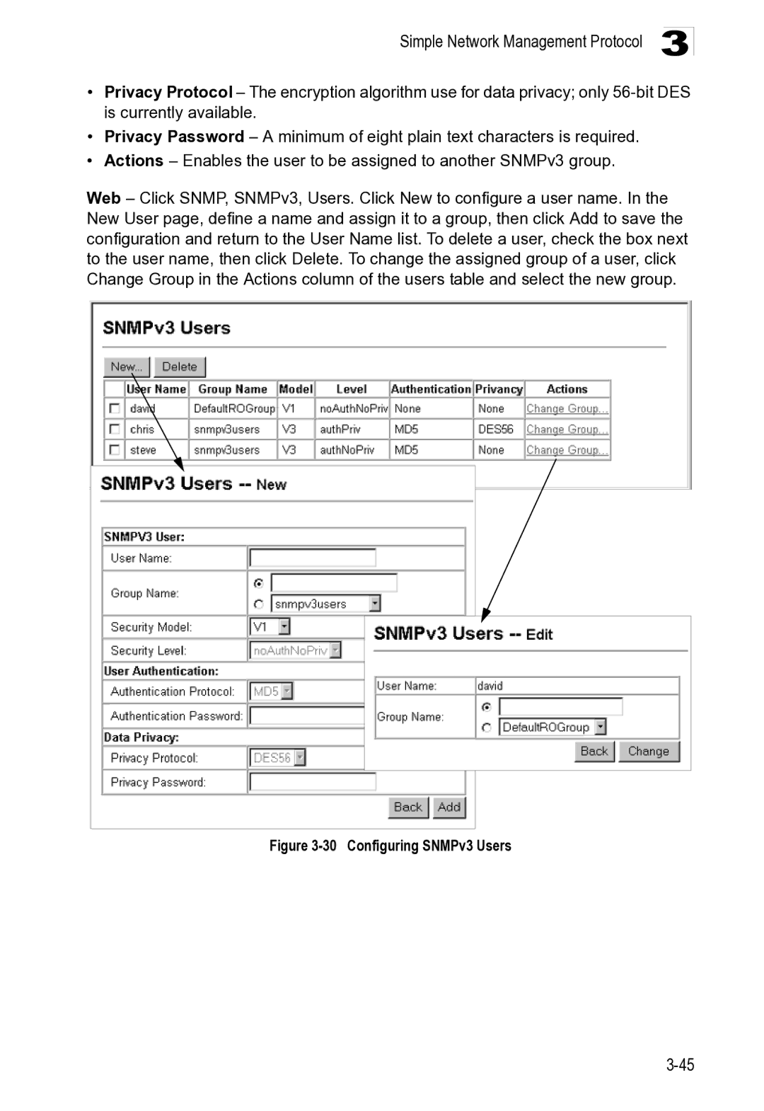 Microsoft ES4649, ES4625 manual Configuring SNMPv3 Users 