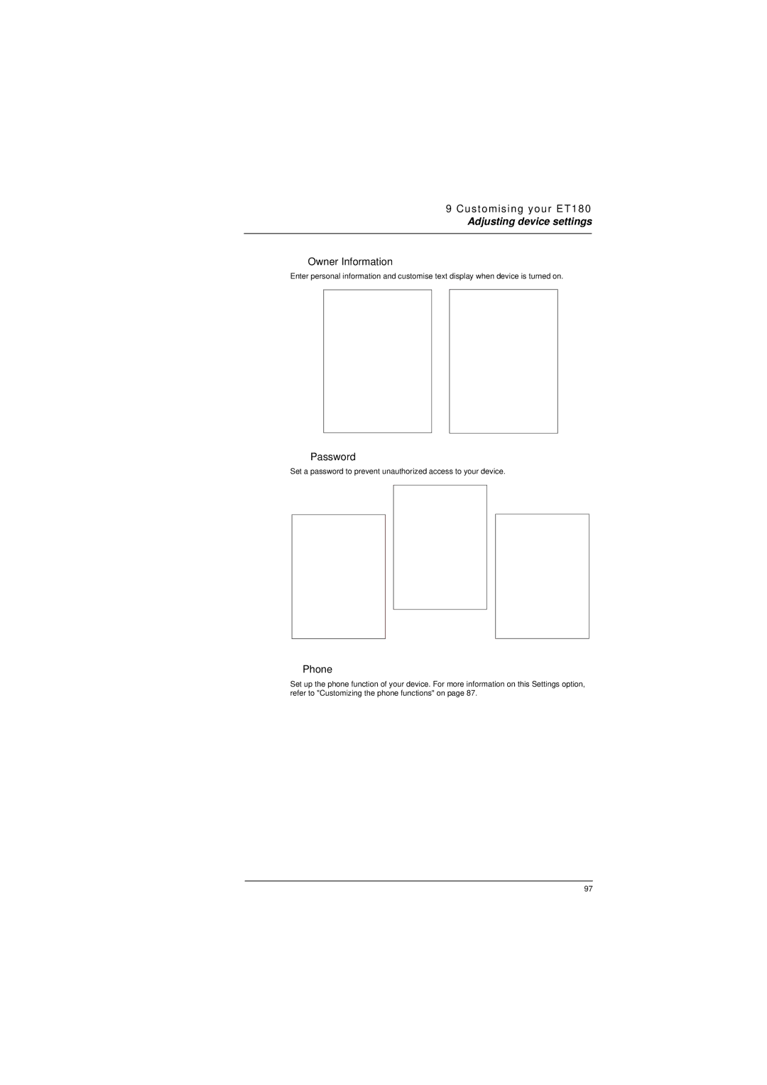 Microsoft ET180 manual Owner Information, Password, Phone 