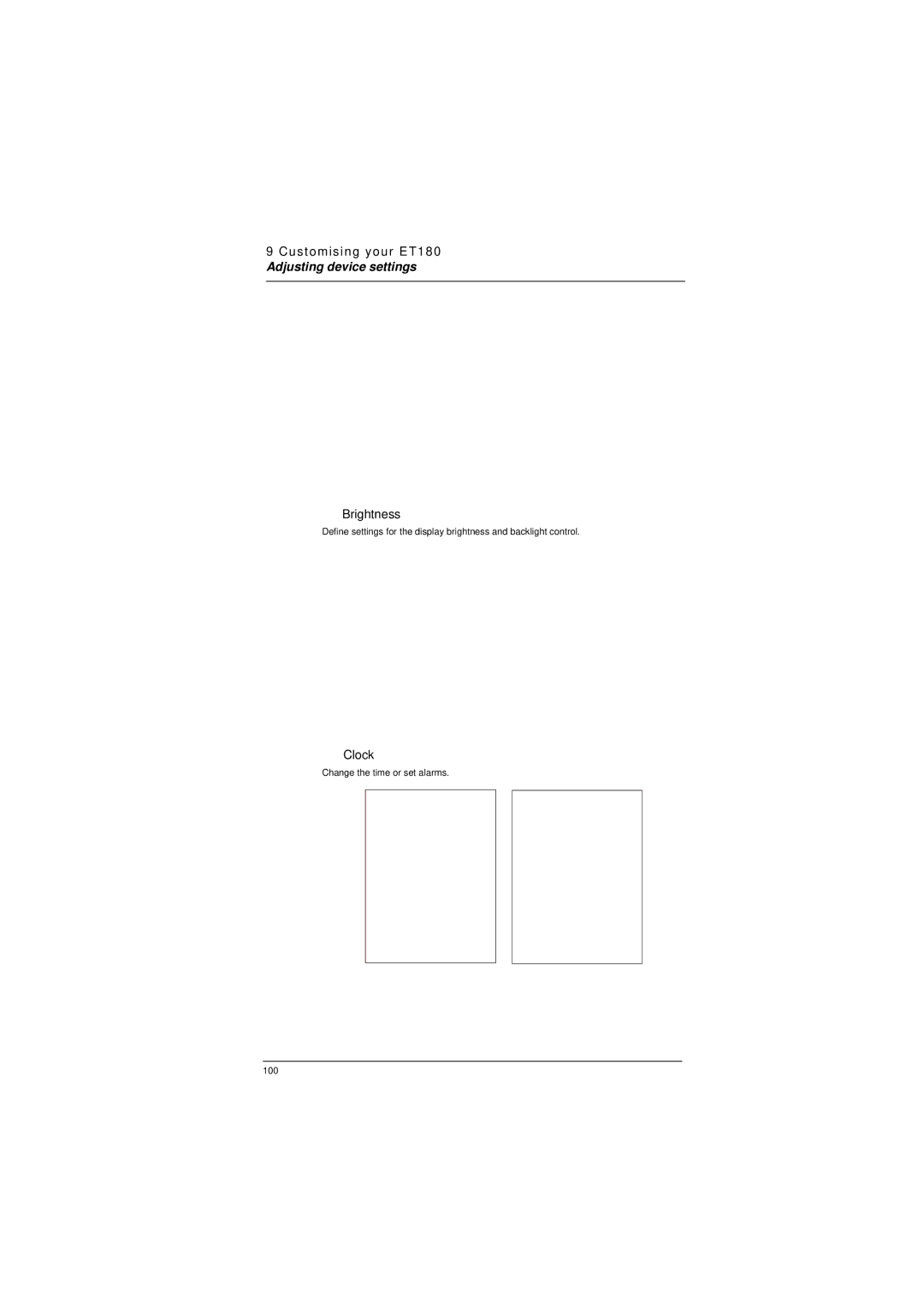 Microsoft ET180 manual Brightness, Clock 