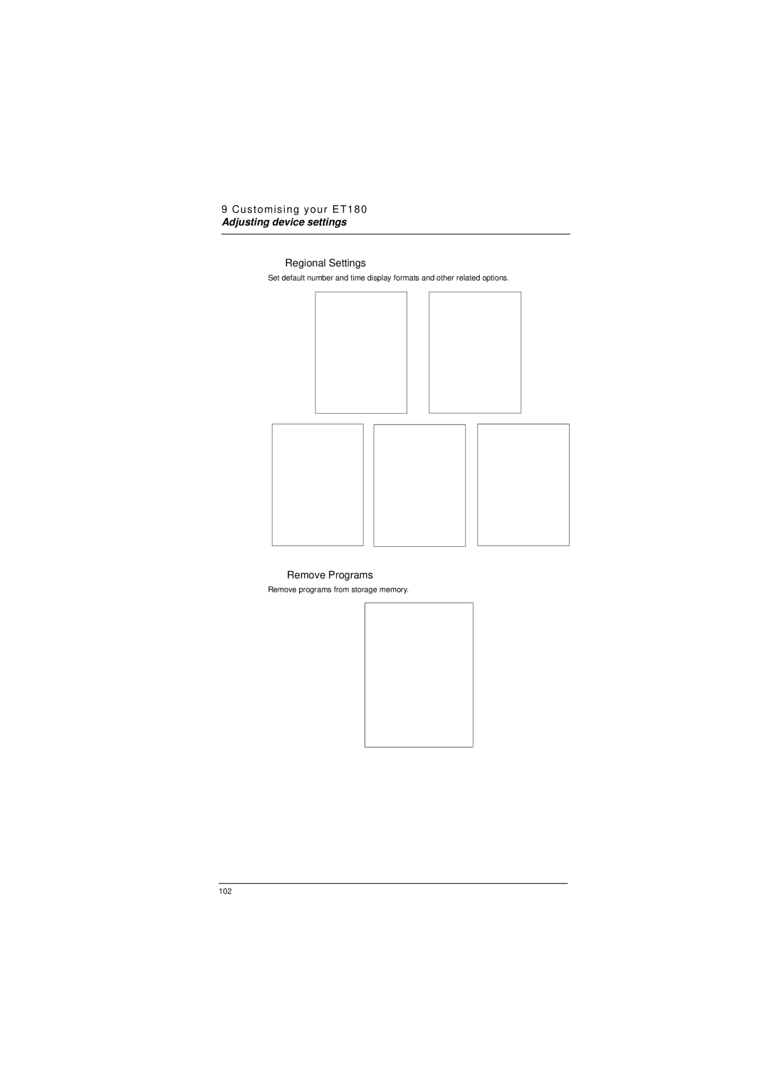 Microsoft ET180 manual Regional Settings, Remove Programs 