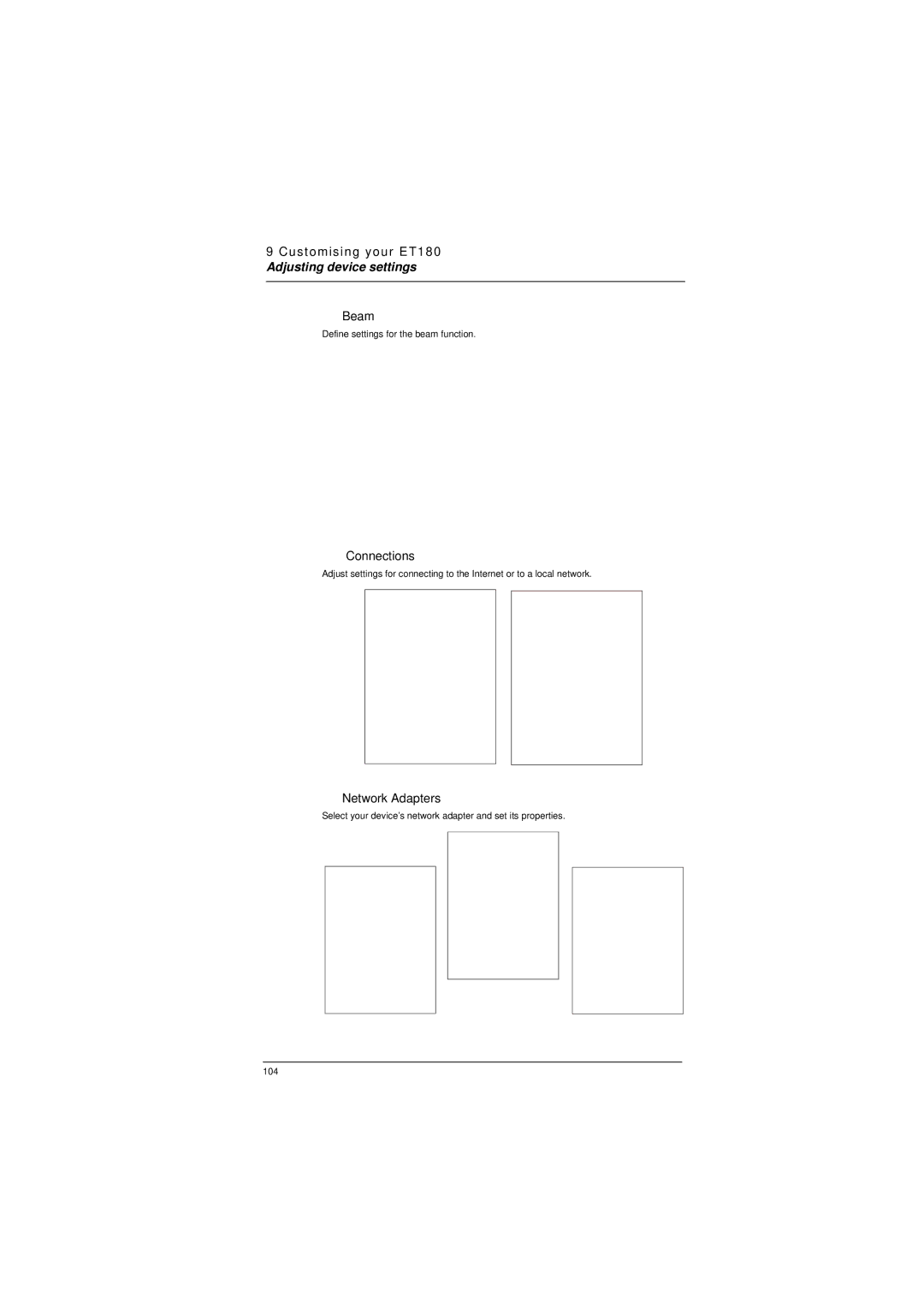 Microsoft ET180 manual Beam, Connections, Network Adapters 