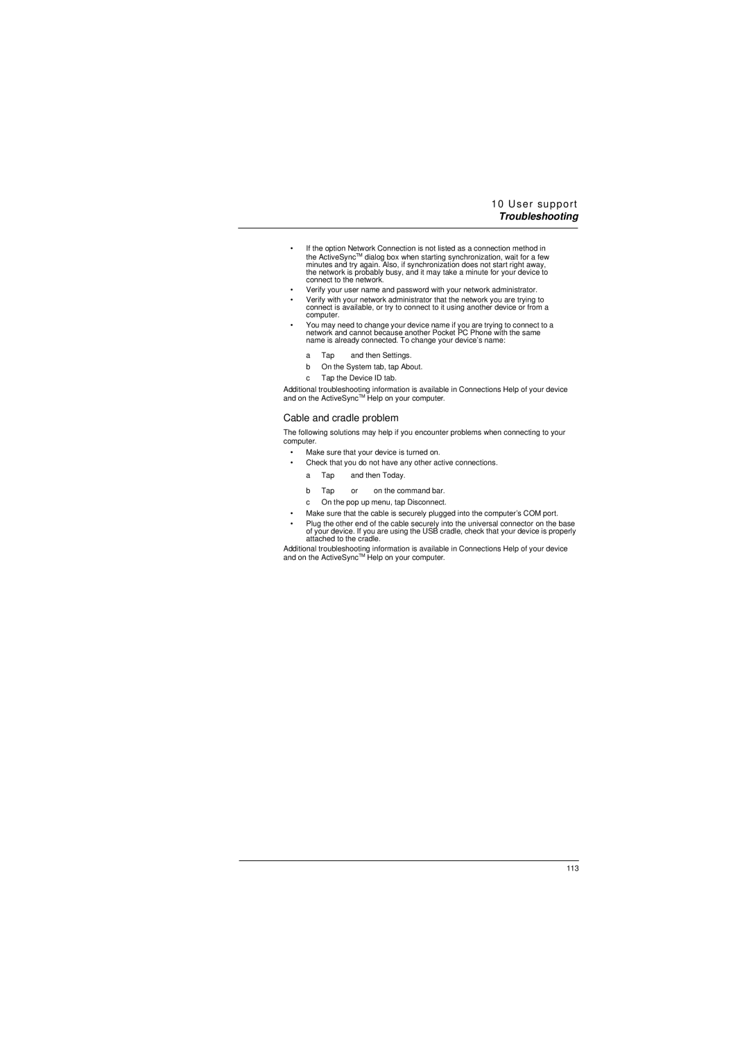 Microsoft ET180 manual Cable and cradle problem 