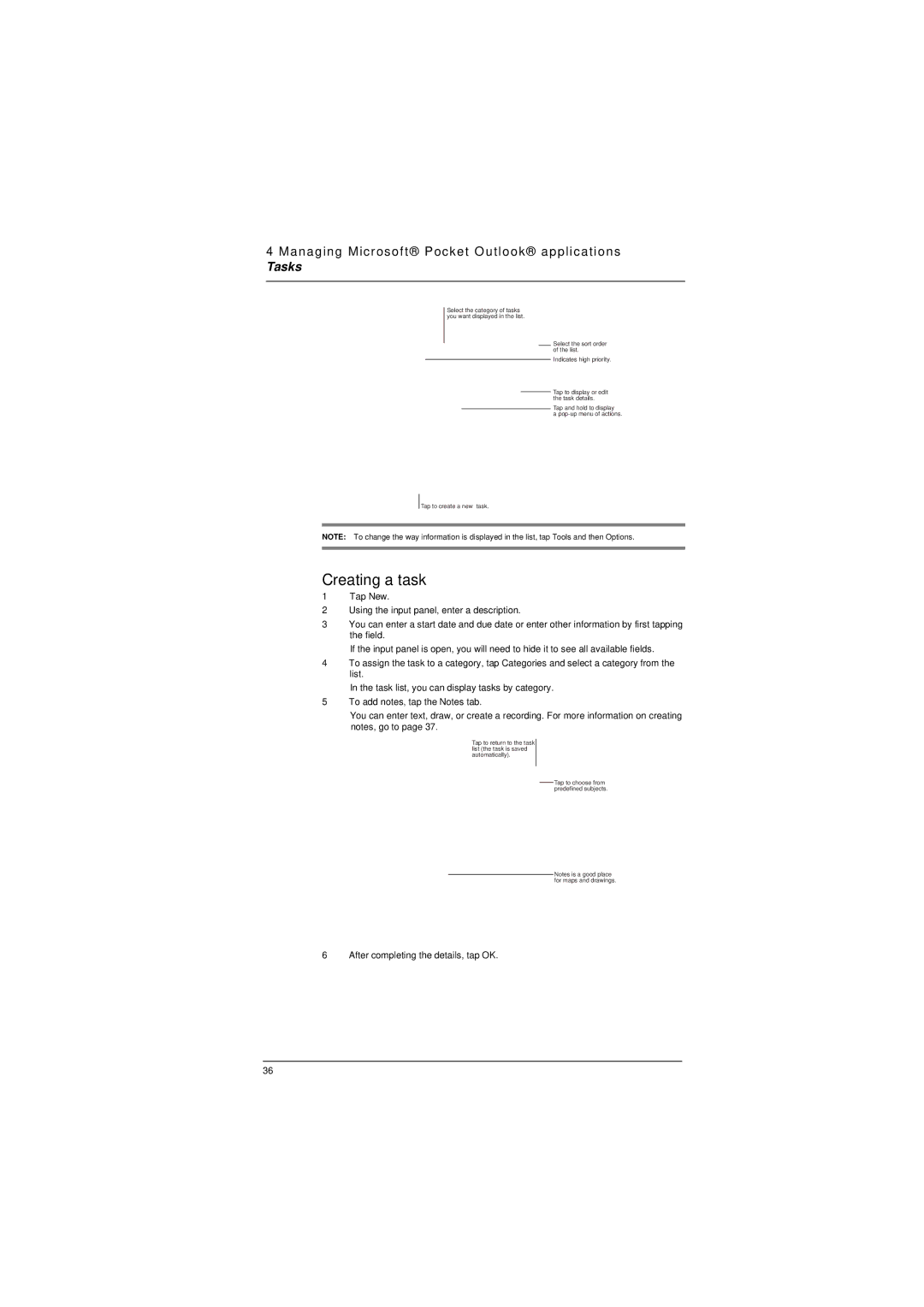 Microsoft ET180 manual Creating a task 