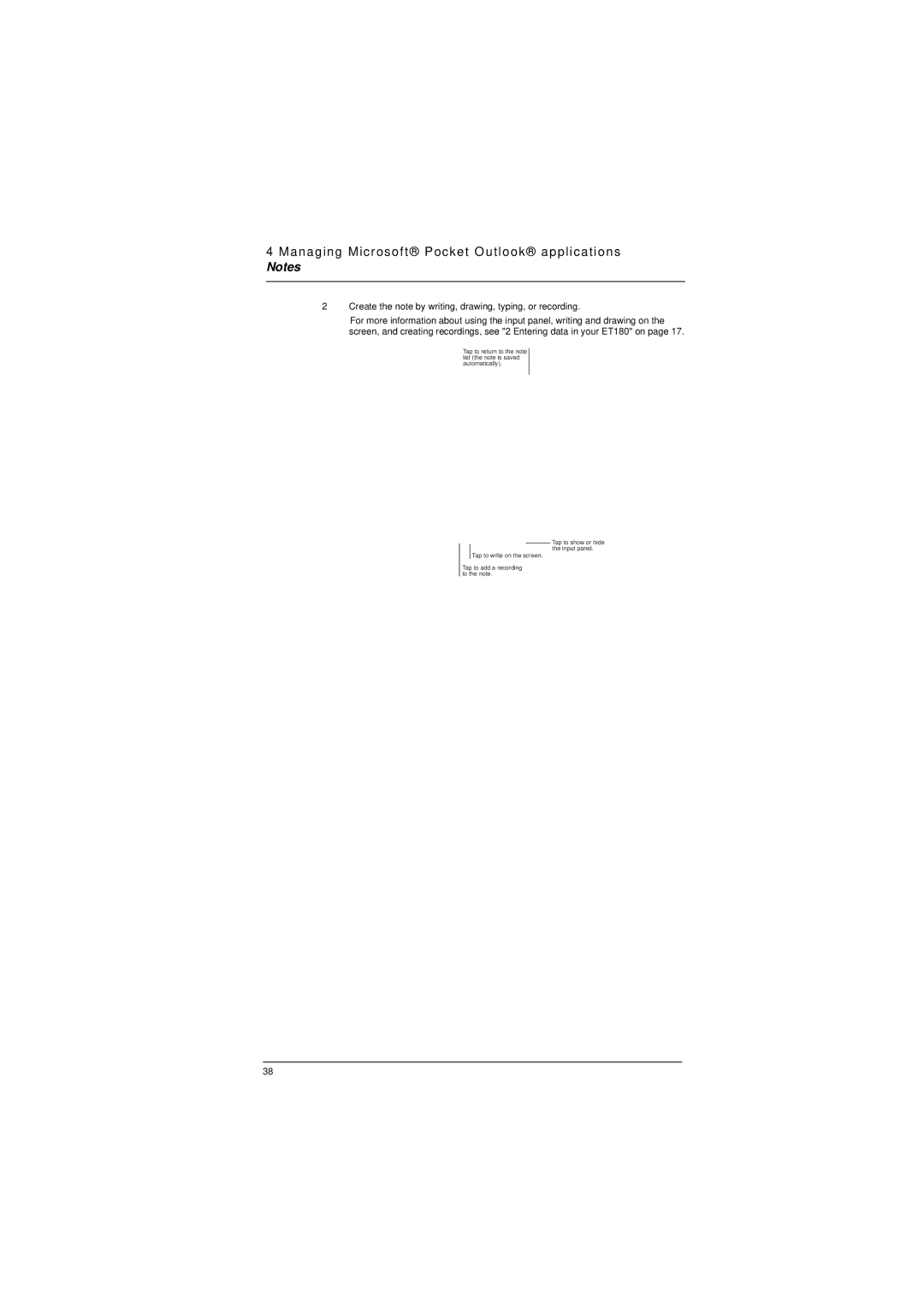 Microsoft ET180 manual Managing Microsoft Pocket Outlook applications 