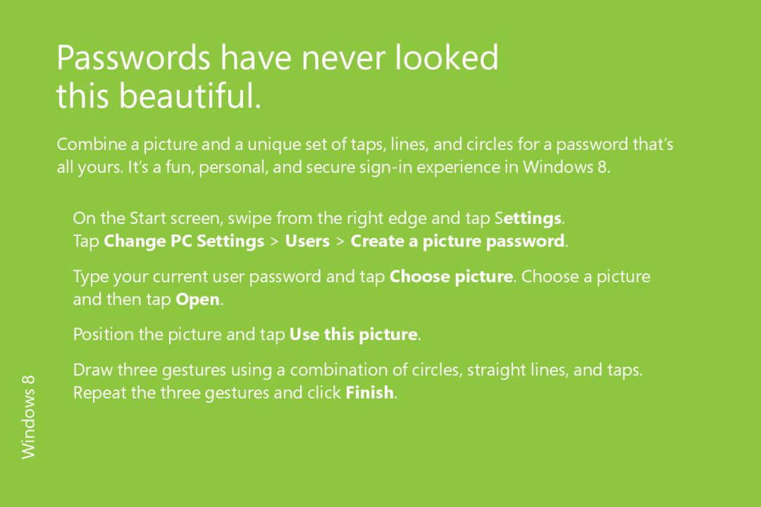 Microsoft FQC05956, FQC06913, WN700388, WN700404, FQC05940, 5VR00001, FQC-05956 manual Passwords have never looked this beautiful 