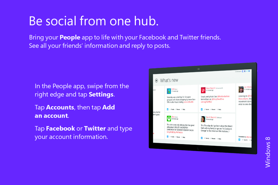 Microsoft WN700388, FQC06913, WN700404, FQC05940, 5VR00001, FQC-05956 Be social from one hub, Tap Facebook or Twitter and type 