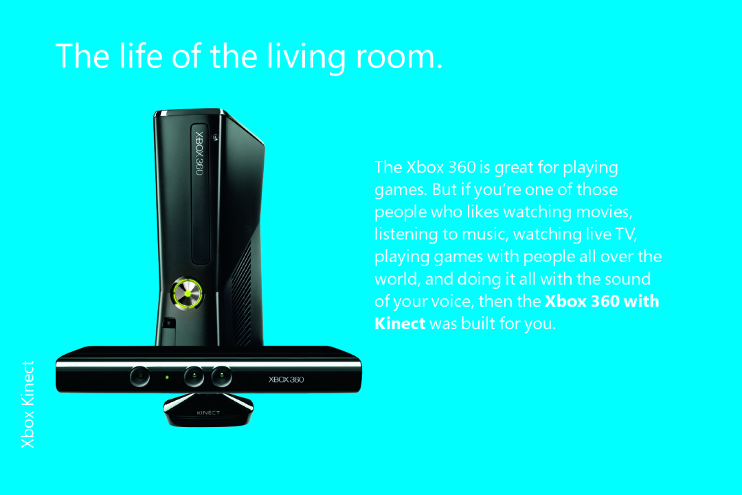 Microsoft WN700404, FQC06913, WN700388, FQC05940, 5VR00001, FQC-05956, FQC05956 manual The life of the living room, Xbox Kinect 