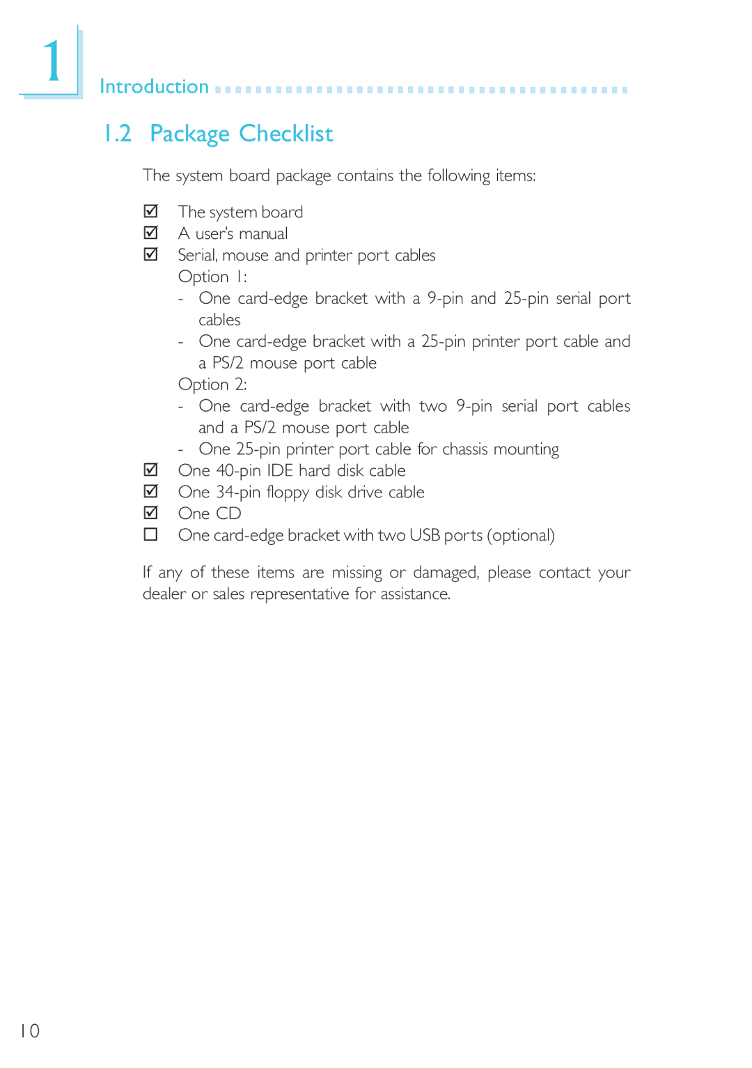 Microsoft G7VP2 manual Package Checklist 