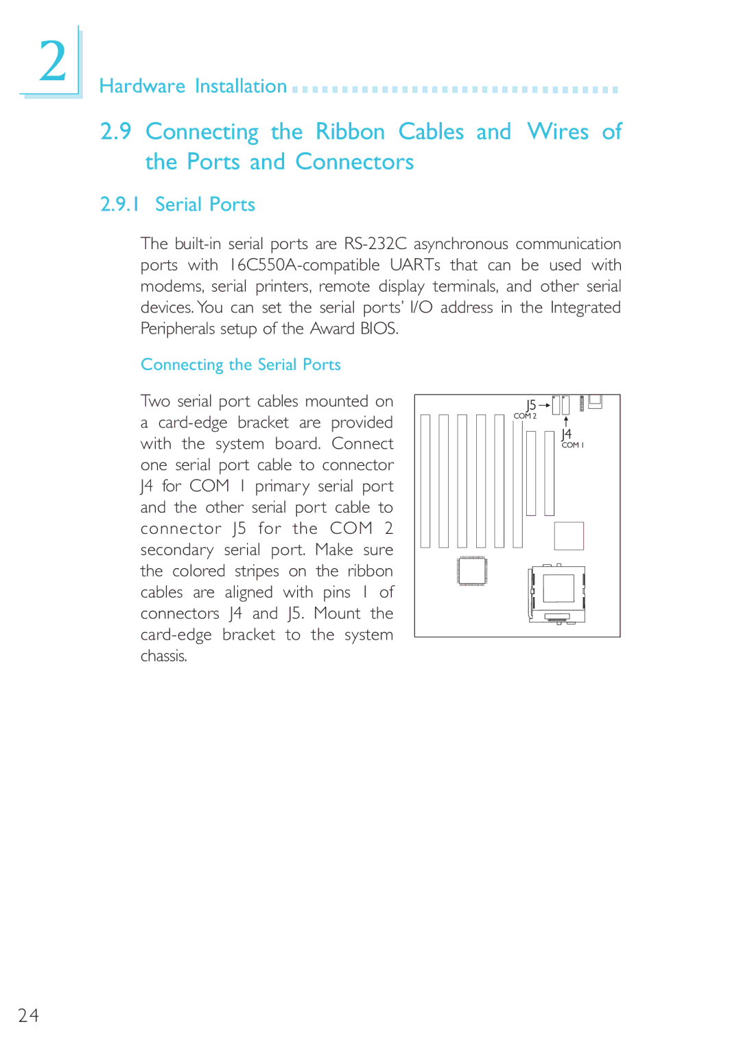 Microsoft G7VP2 manual Connecting the Serial Ports 