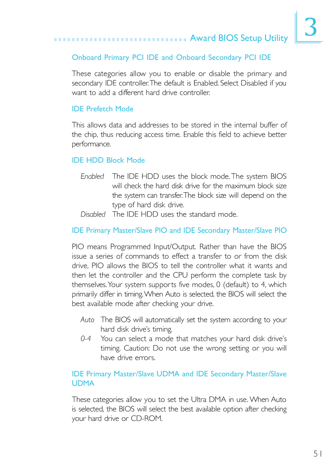 Microsoft G7VP2 manual Onboard Primary PCI IDE and Onboard Secondary PCI IDE, IDE Prefetch Mode, IDE HDD Block Mode 