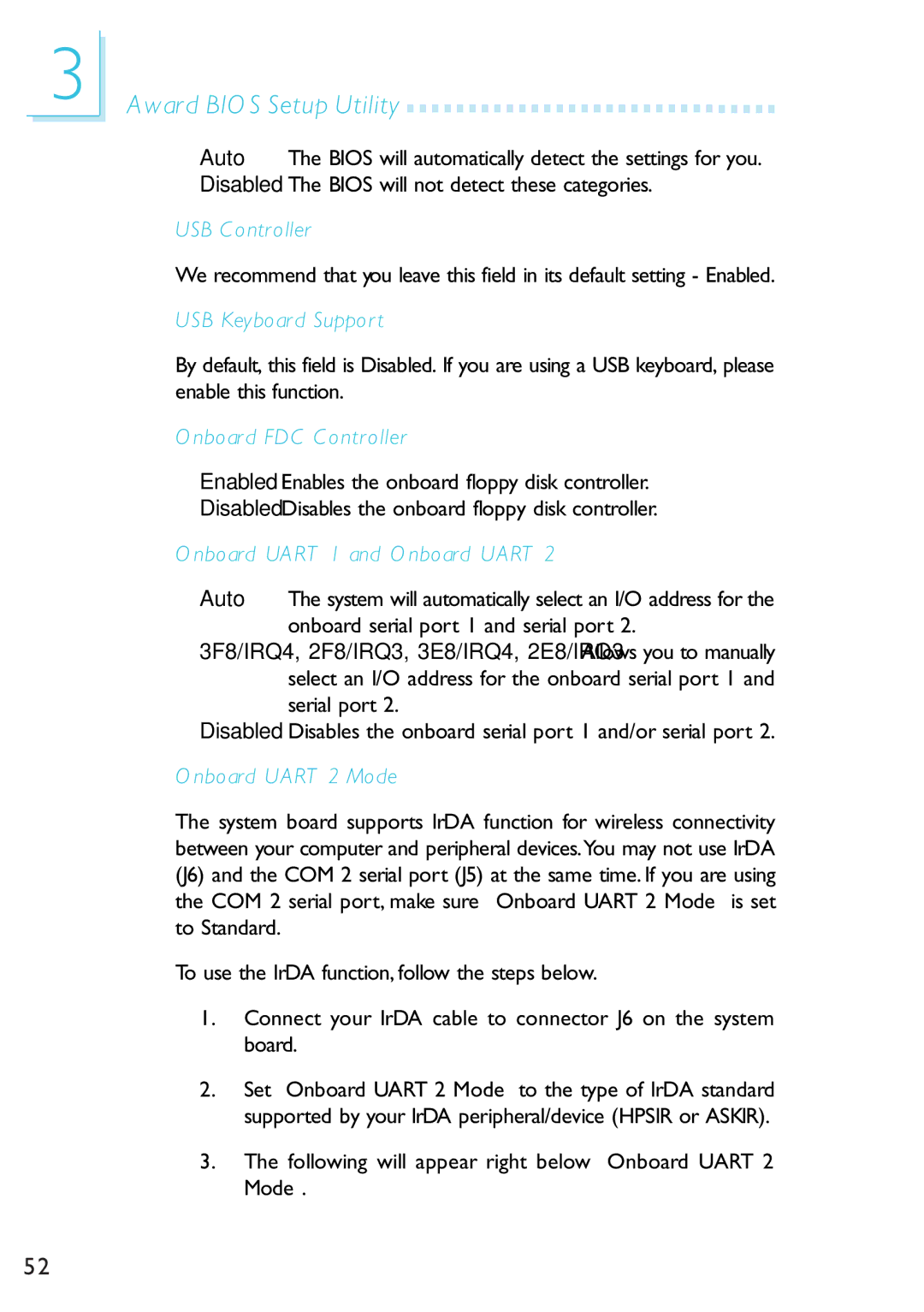 Microsoft G7VP2 manual USB Controller, USB Keyboard Support, Onboard FDC Controller, Onboard Uart 1 and Onboard Uart 