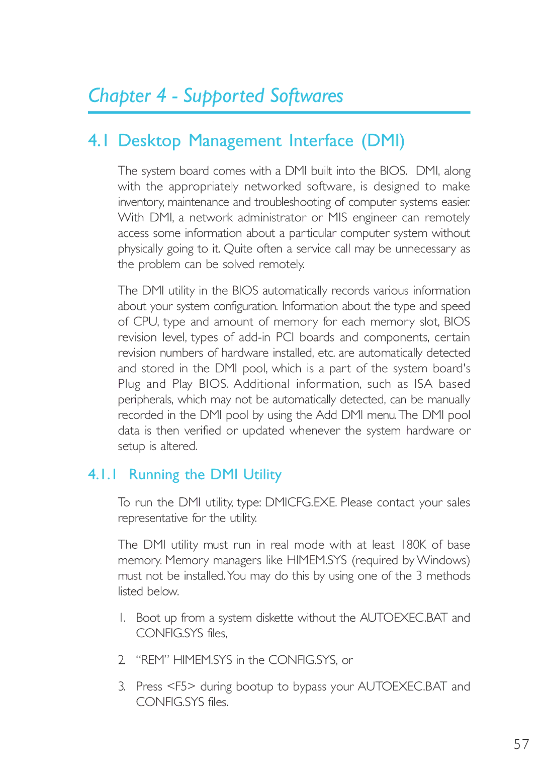 Microsoft G7VP2 manual Supported Softwares, Desktop Management Interface DMI, Running the DMI Utility 