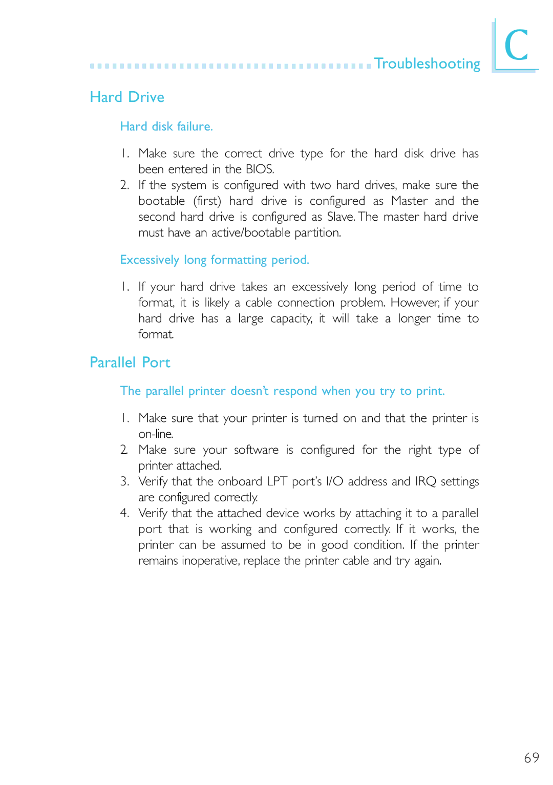 Microsoft G7VP2 manual Troubleshooting Hard Drive, Hard disk failure 