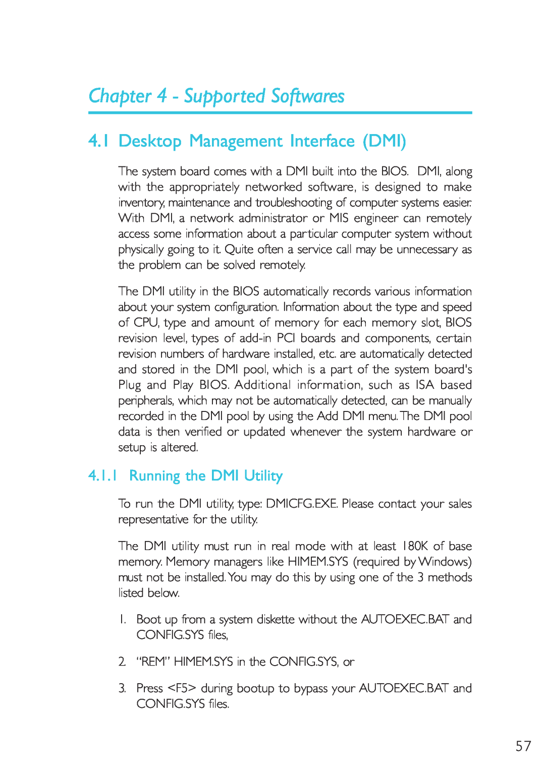 Microsoft G7VP2 manual Supported Softwares, Desktop Management Interface DMI, Running the DMI Utility 