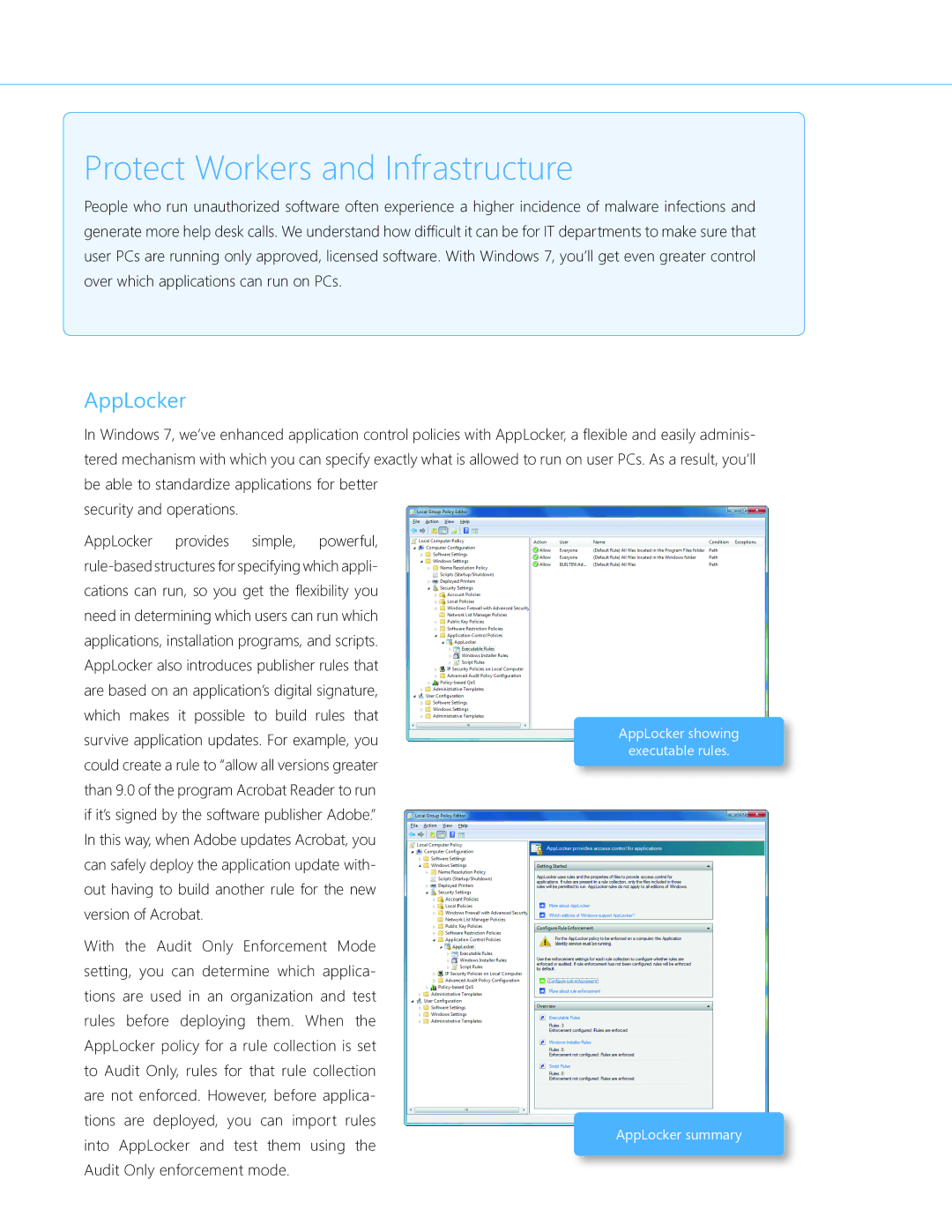 Microsoft GFC-02050, GLC00182, GLC01878, GLC00184, GFC00941, GFC02021, GLC-01809 Protect Workers and Infrastructure, AppLocker 