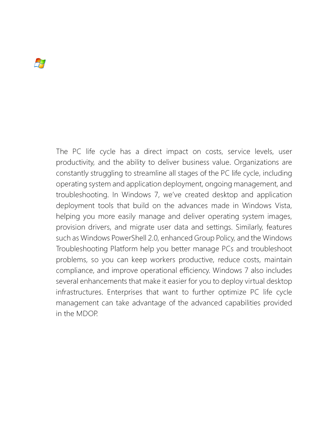 Microsoft GFC00019, GLC00182, GLC01878, GLC00184, GFC00941, GFC02021, GLC-01809 manual Reduce Costs by Streamlining PC Management 