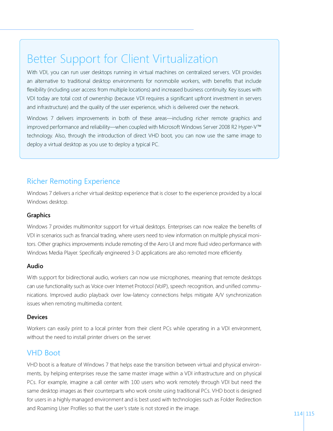 Microsoft FQC01156, GLC00182, GLC01878, GLC00184, GFC00941 Richer Remoting Experience, VHD Boot, Graphics, Audio, Devices 