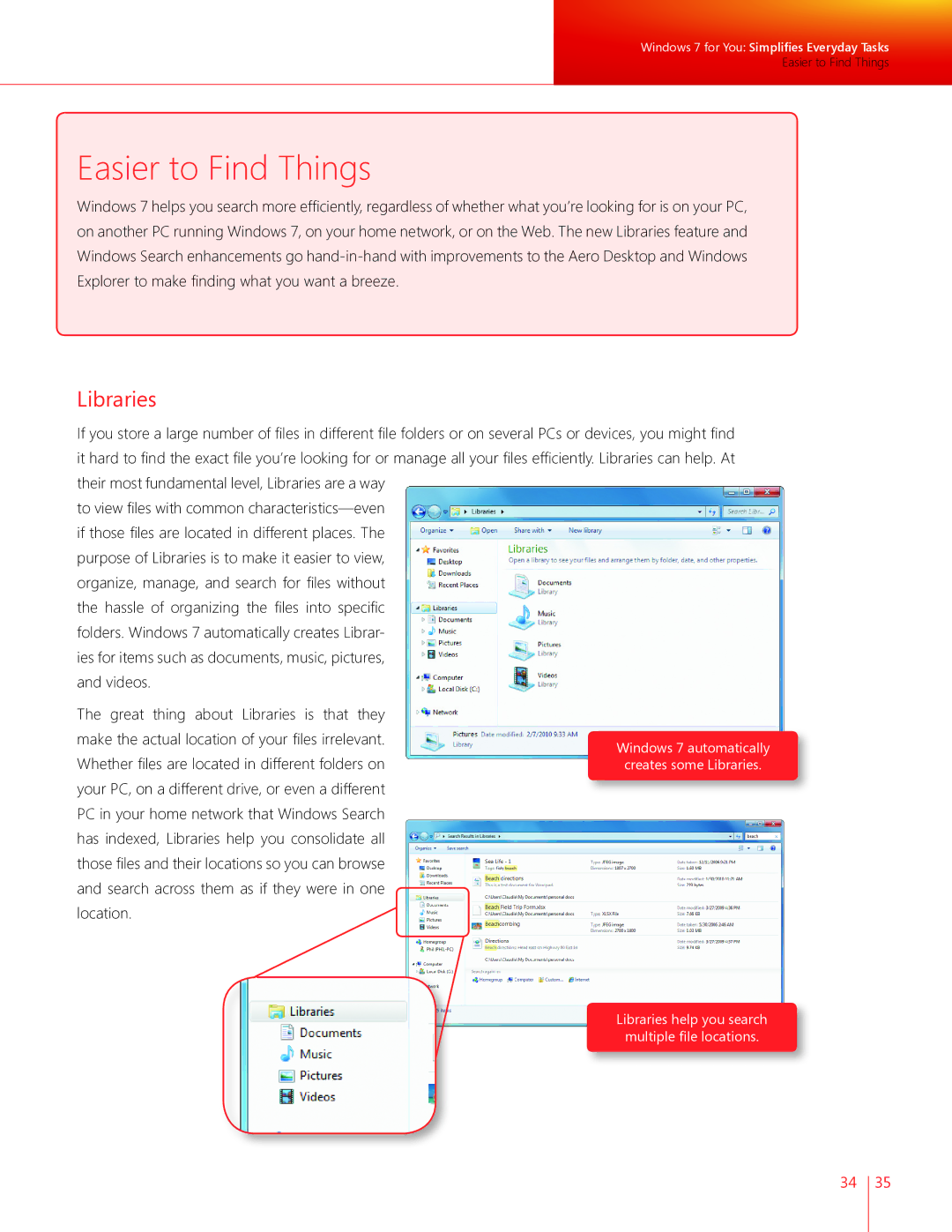 Microsoft GFC00020, GLC00182, GLC01878, GLC00184, GFC00941, GFC02021, GLC-01809, GFC-02050 manual Easier to Find Things, Libraries 