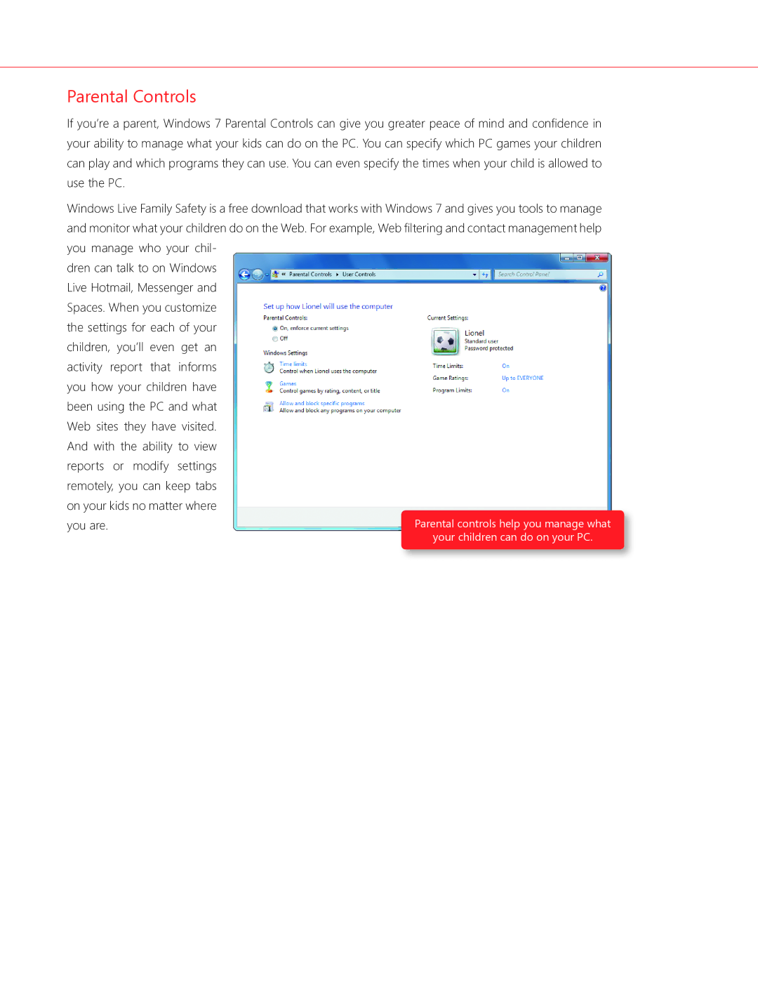 Microsoft GFC02050, GLC00182, GLC01878, GLC00184, GFC00941, GFC02021, GLC-01809, GFC-02050, GLC01844, GLC-01909 Parental Controls 