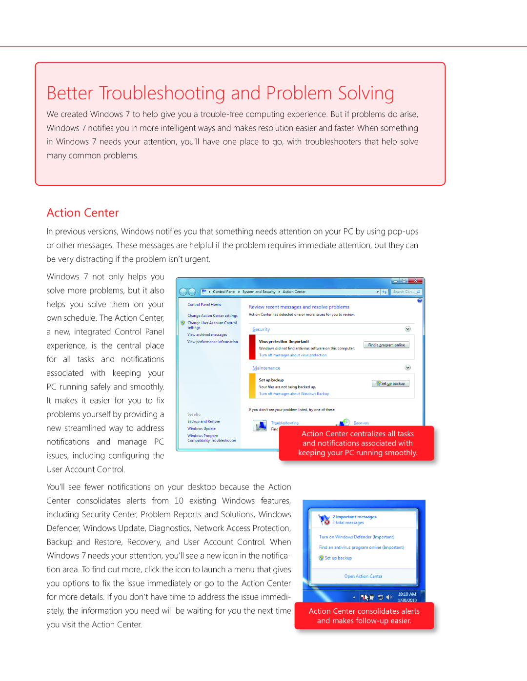 Microsoft FQC00130, GLC00182, GLC01878, GLC00184, GFC00941, GFC02021 Better Troubleshooting and Problem Solving, Action Center 