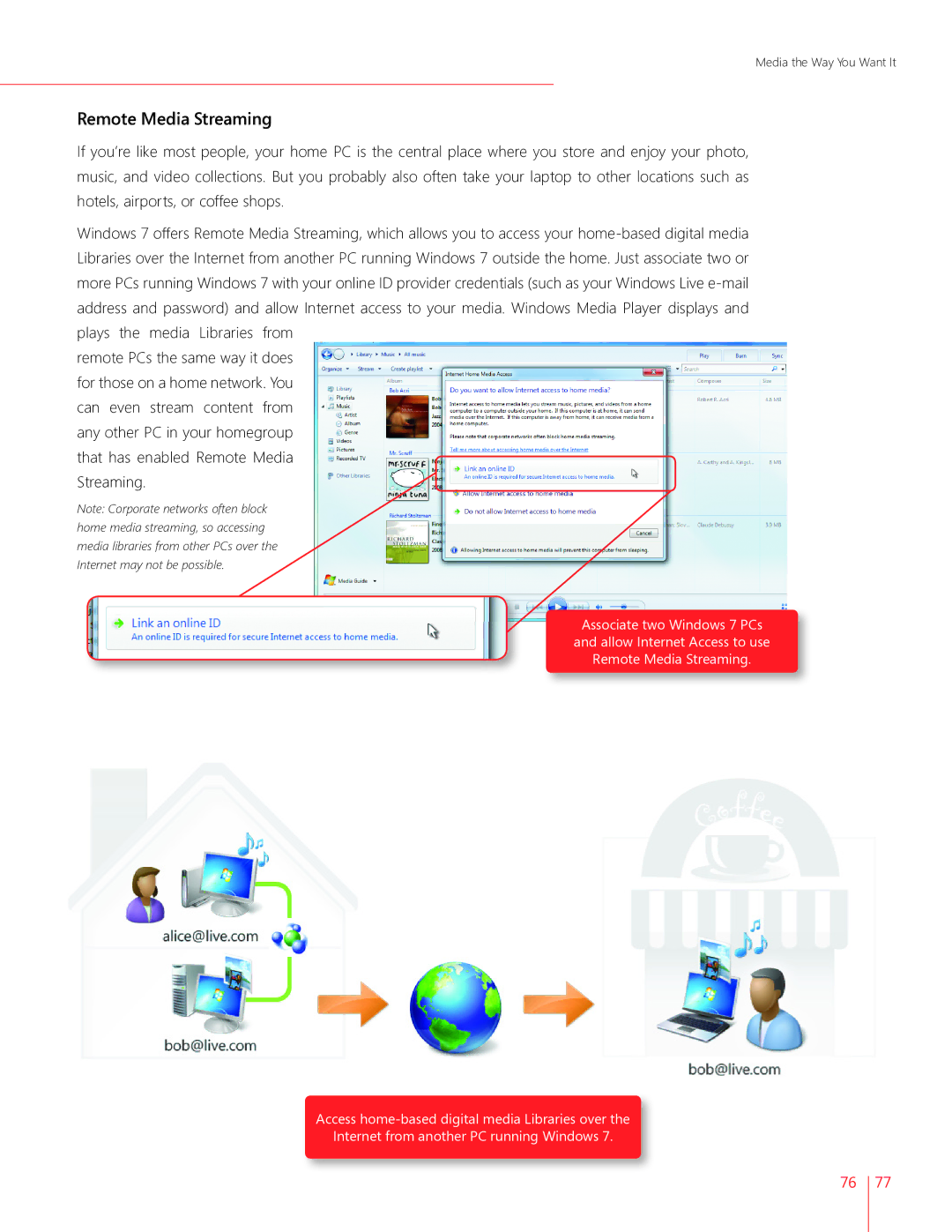 Microsoft GLC-01809, GLC00182, GLC01878, GLC00184, GFC00941, GFC02021, GFC-02050, GLC01844, GFC02050 manual Remote Media Streaming 