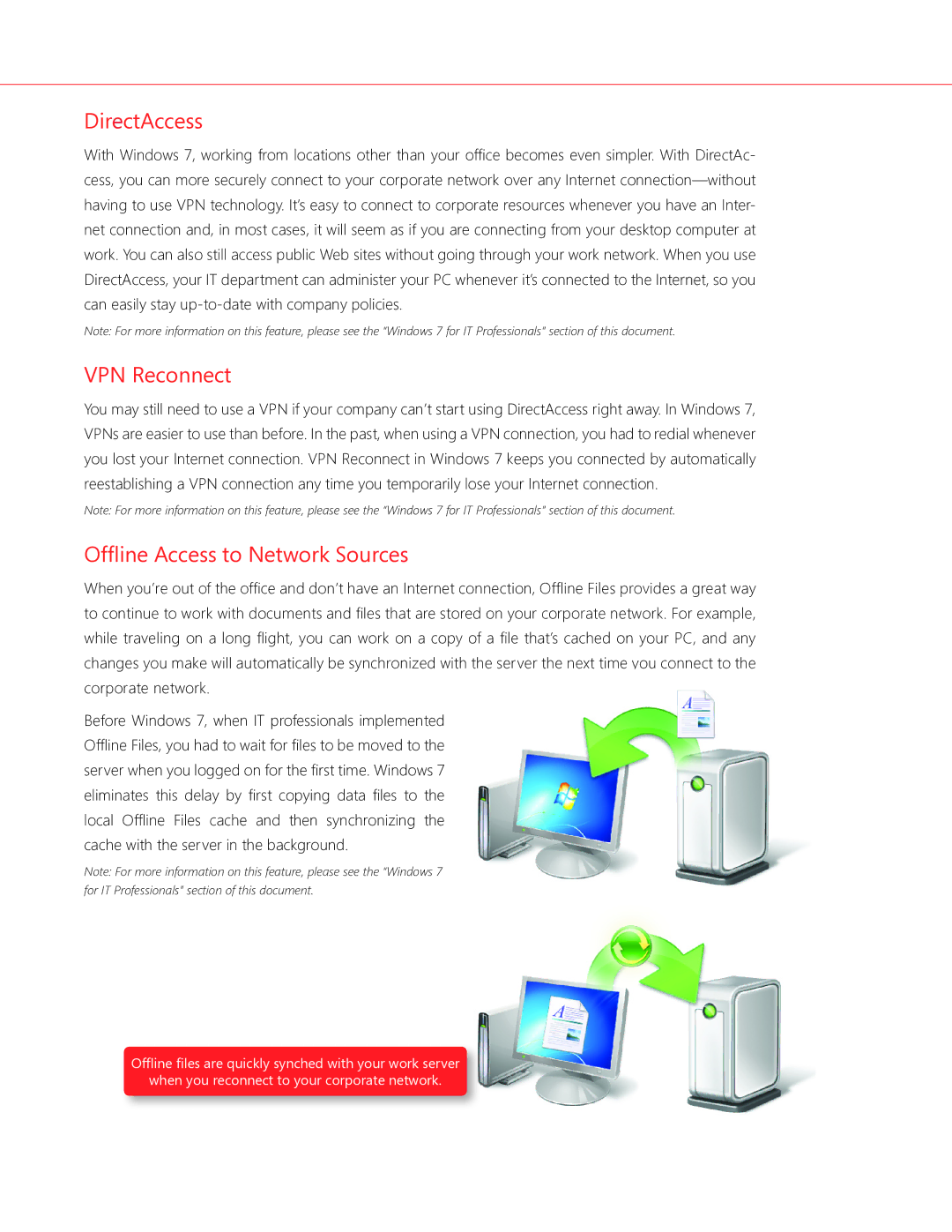 Microsoft GFC00019, GLC00182, GLC01878, GLC00184, GFC00941 DirectAccess, VPN Reconnect, Offline Access to Network Sources 