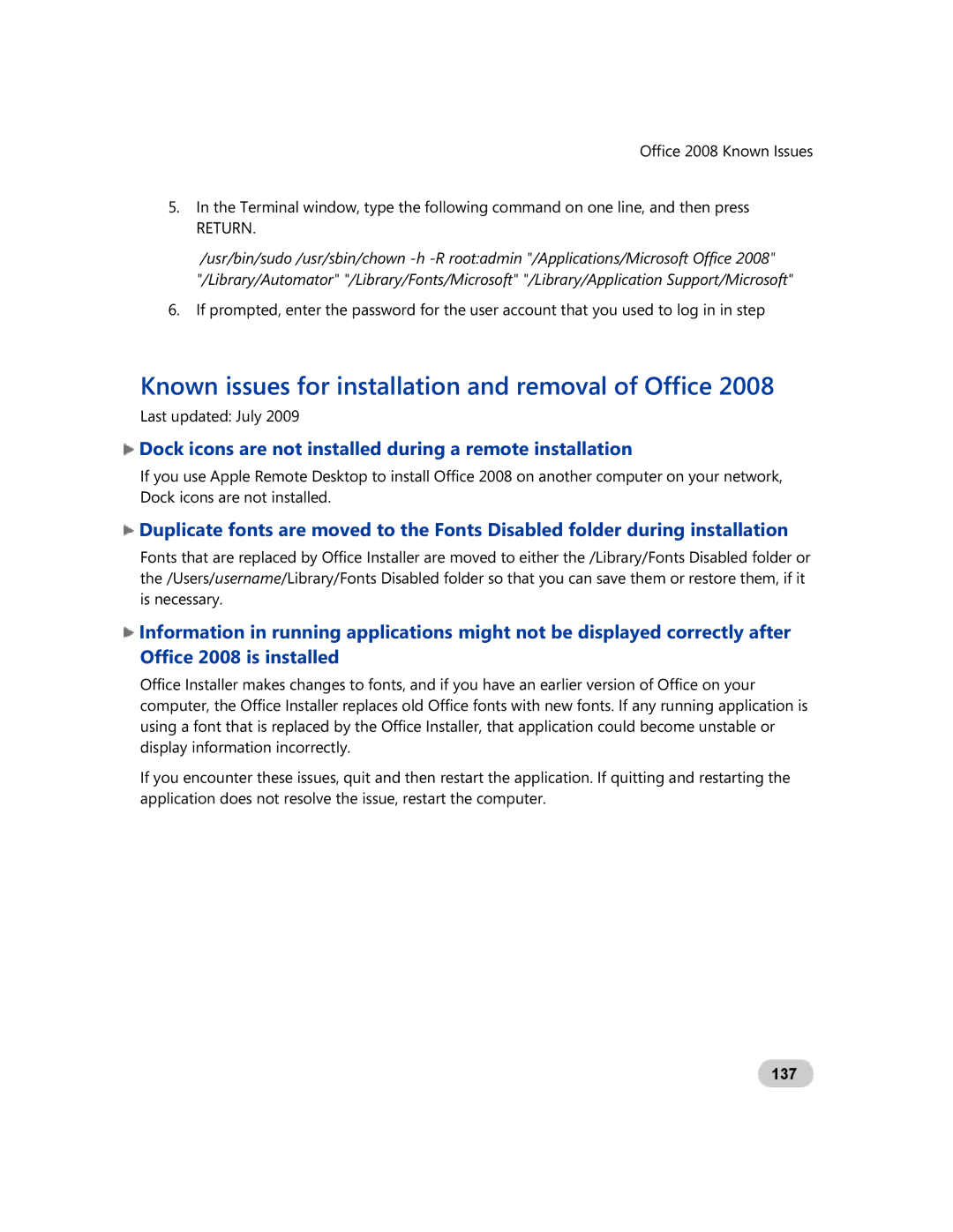 Microsoft GZA-00006 manual Known issues for installation and removal of Office, 137 