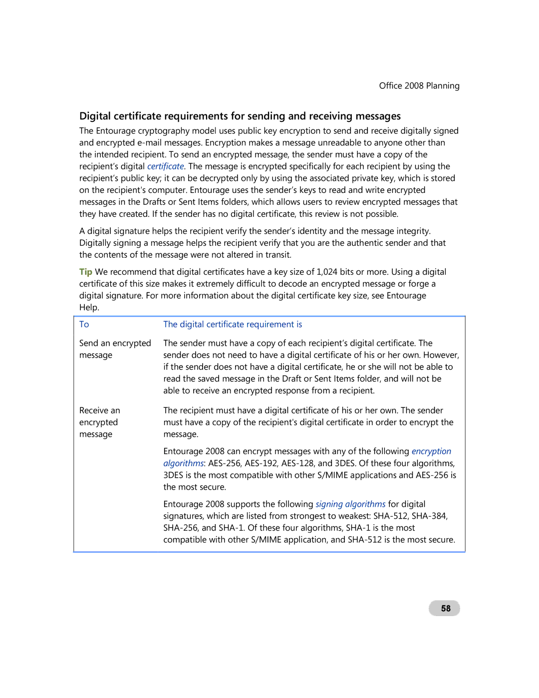 Microsoft GZA-00006 manual Digital certificate requirement is 