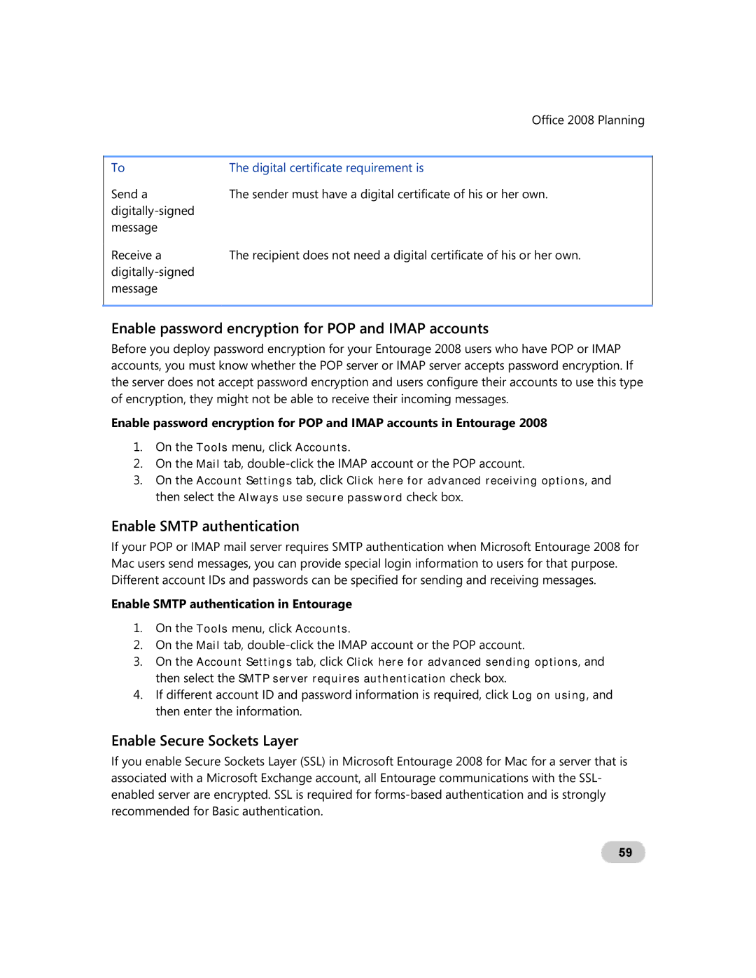 Microsoft GZA-00006 manual Enable password encryption for POP and Imap accounts, Enable Smtp authentication 