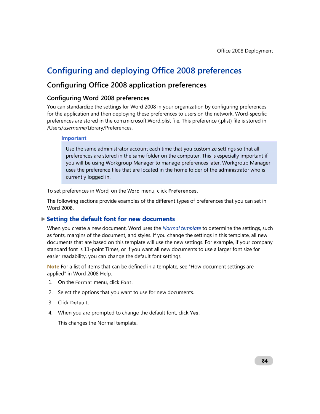 Microsoft GZA-00006 Configuring and deploying Office 2008 preferences, Configuring Office 2008 application preferences 