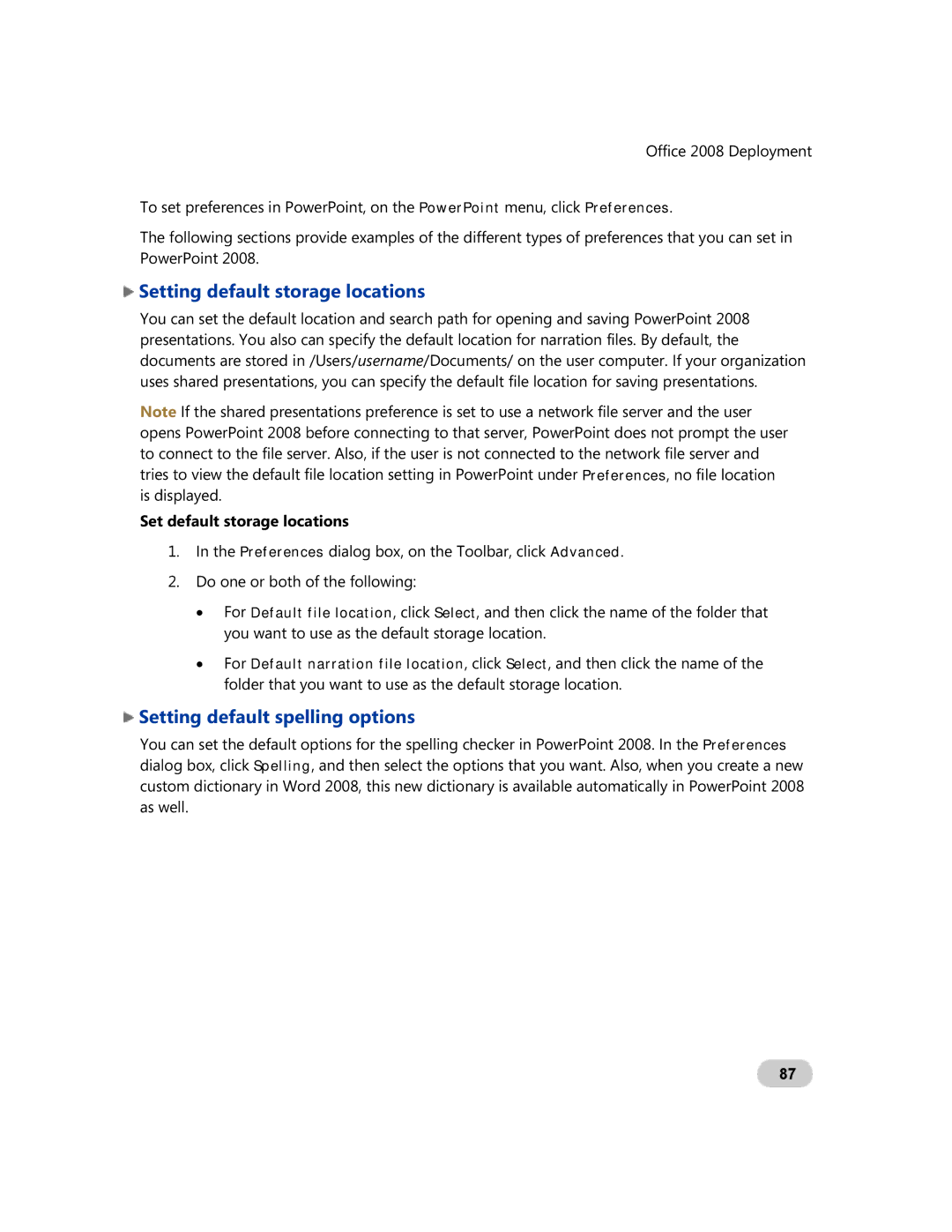 Microsoft GZA-00006 manual Setting default spelling options 