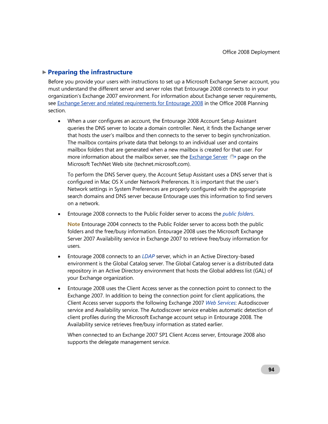 Microsoft GZA-00006 manual Preparing the infrastructure 