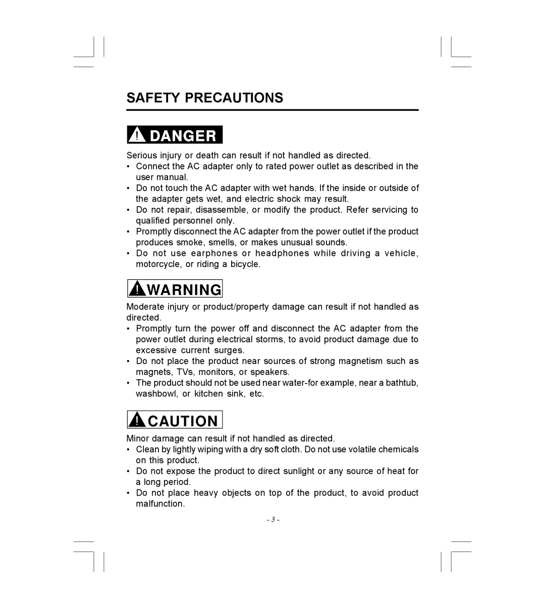 Microsoft HDP-3202-BS instruction manual Safety Precautions 