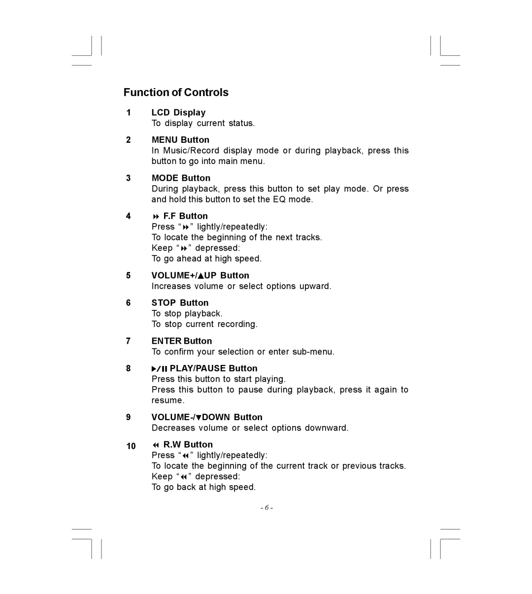 Microsoft HDP-3202-BS instruction manual Function of Controls 