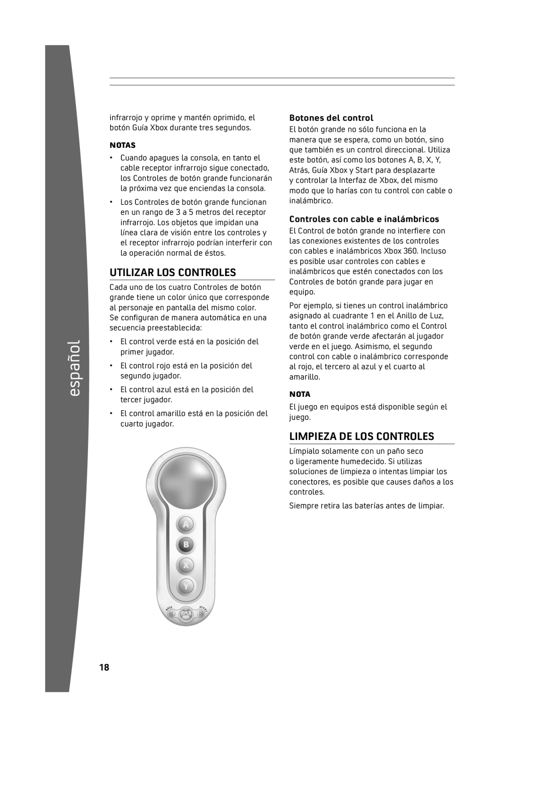 Microsoft Big Button Pad, ICES-003, 032502 manual UtilizarLosControles, LimpiezaDeLosControles, Botonesdelcontrol 