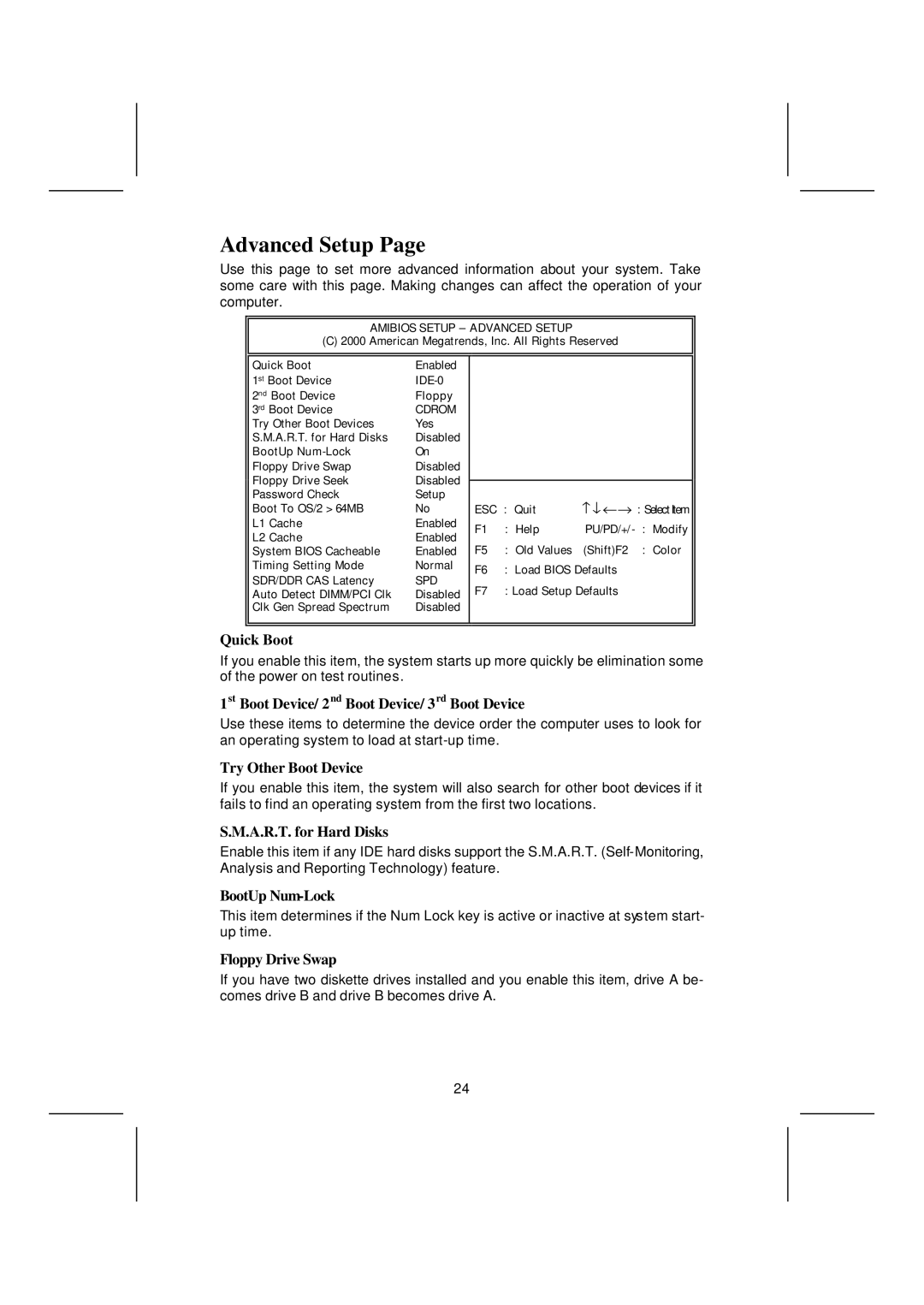 Microsoft mainboard, K7S5A manual Advanced Setup 