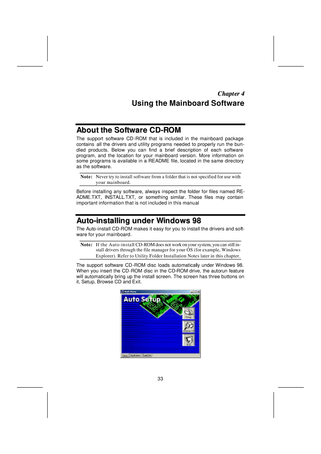 Microsoft K7S5A, mainboard manual Using the Mainboard Software About the Software CD-ROM, Auto-installing under Windows 