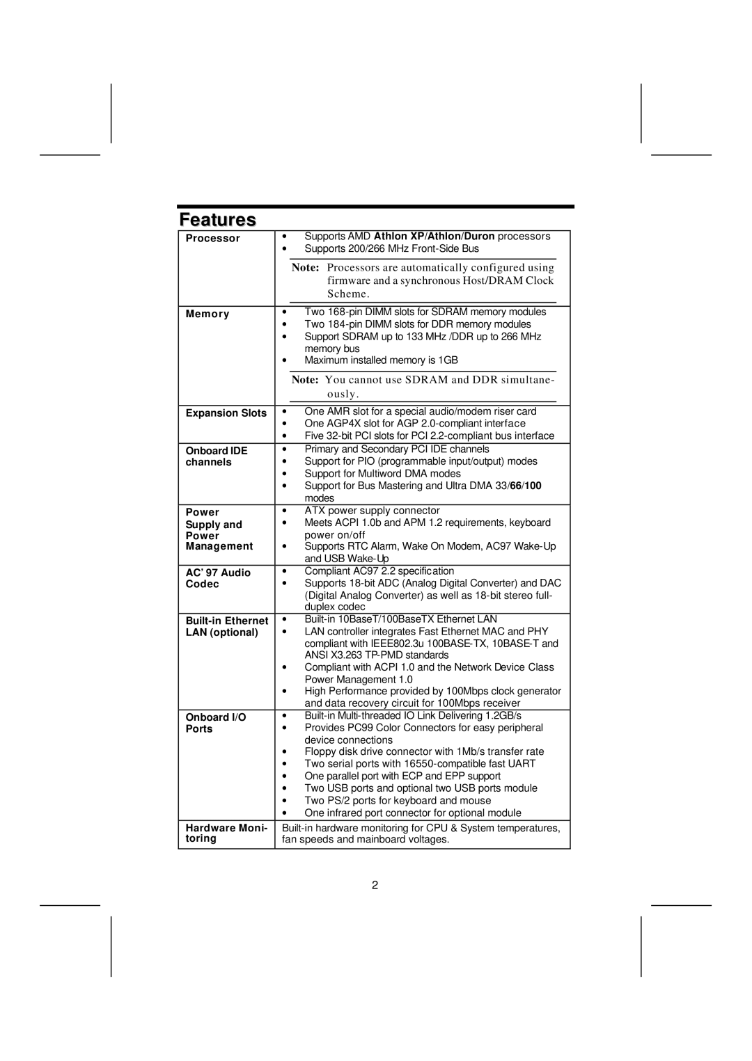 Microsoft mainboard, K7S5A manual Features, Scheme 