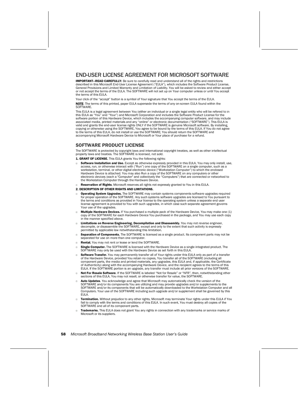 Microsoft MN-500 manual END-USER License Agreement for Microsoft Software 