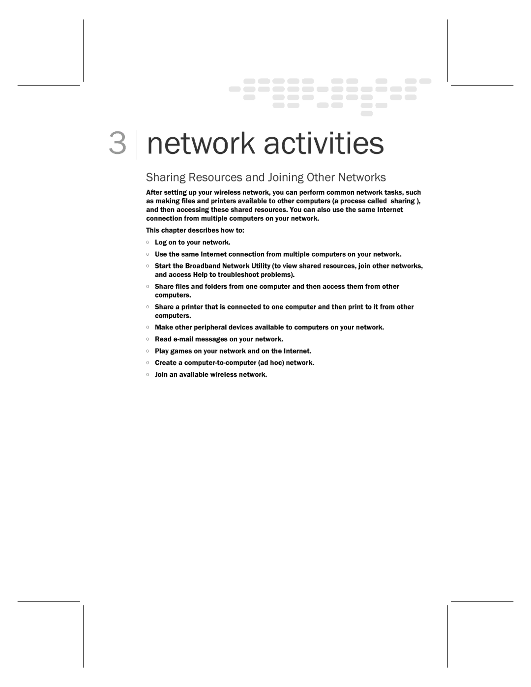 Microsoft MN-730 manual Network activities 