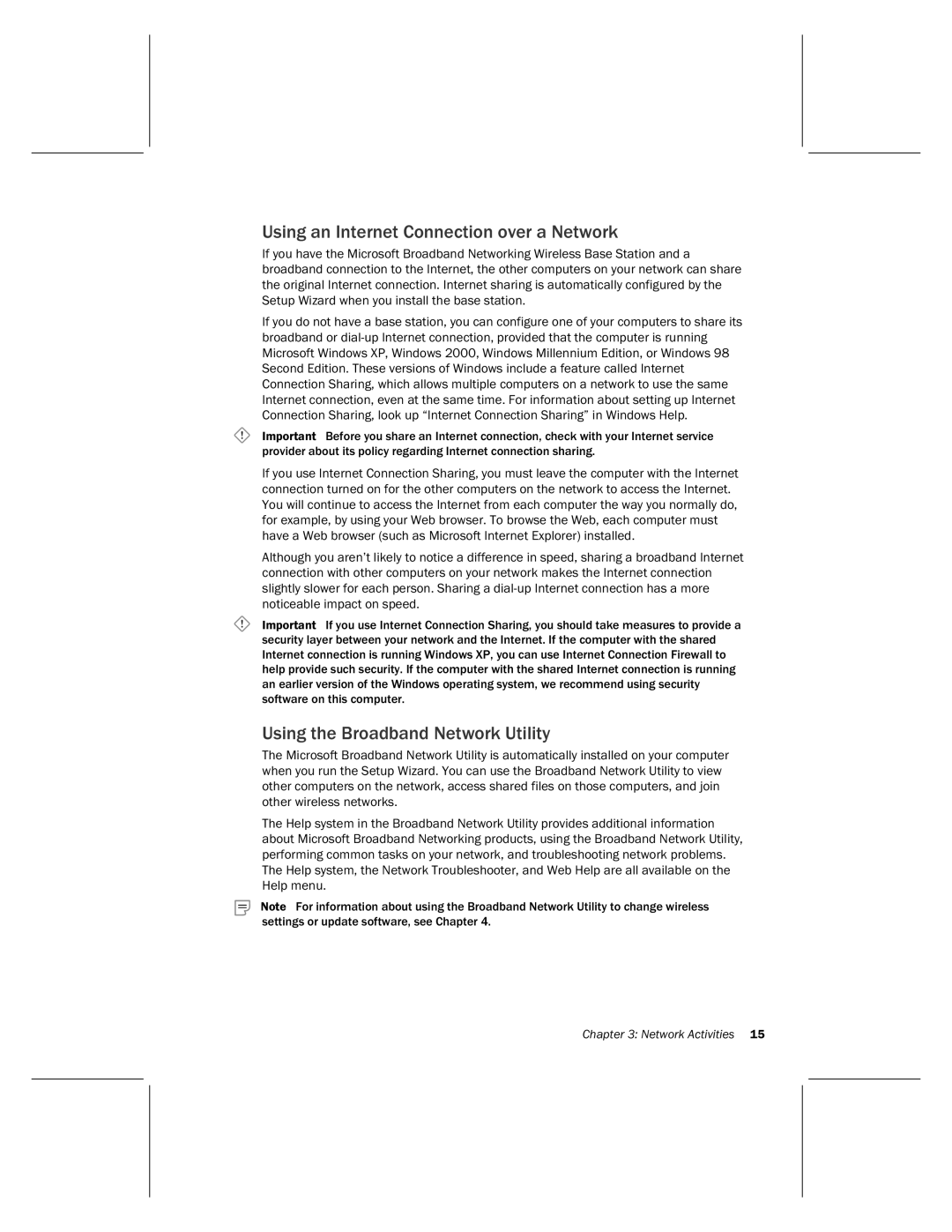 Microsoft MN-730 manual Using an Internet Connection over a Network, Using the Broadband Network Utility 