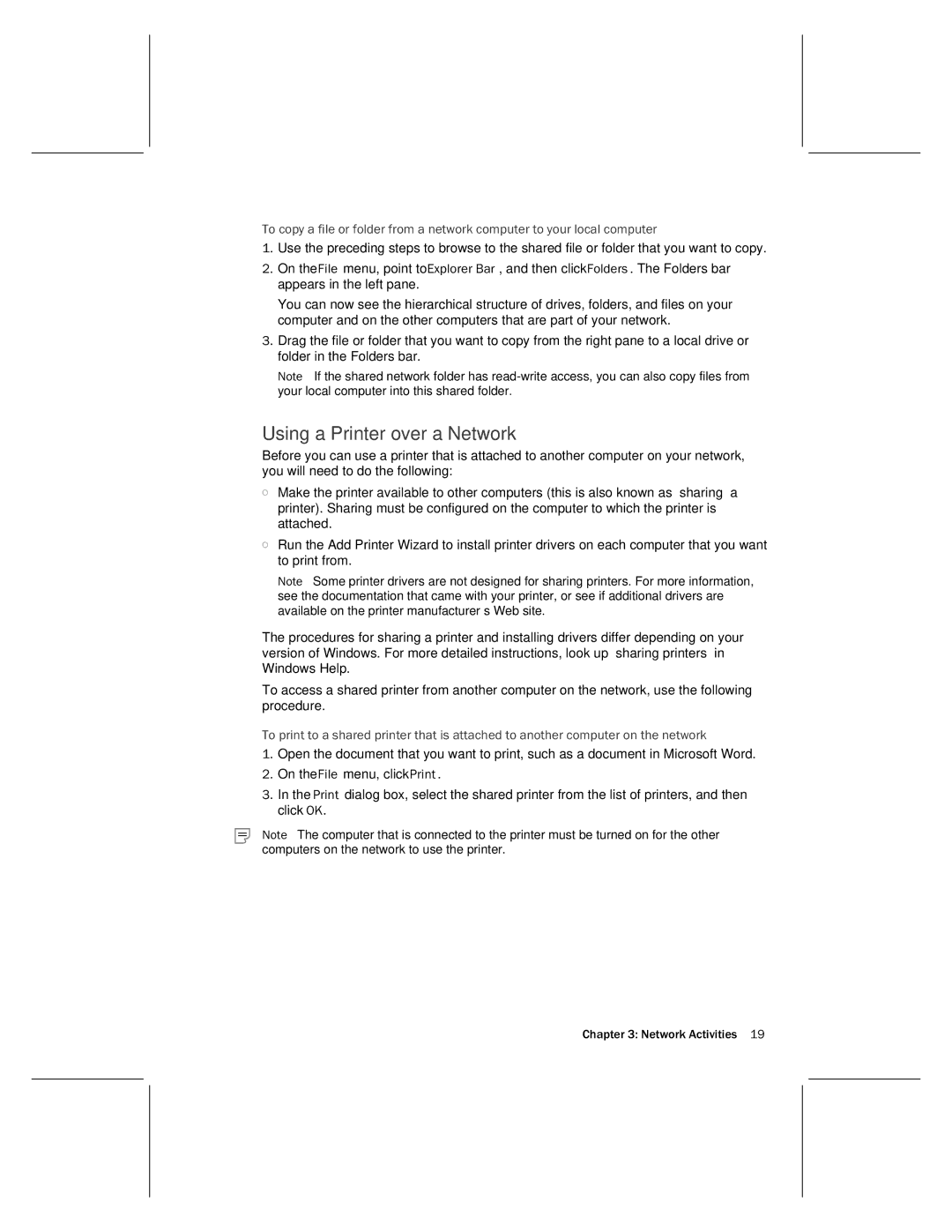 Microsoft MN-730 manual Using a Printer over a Network 