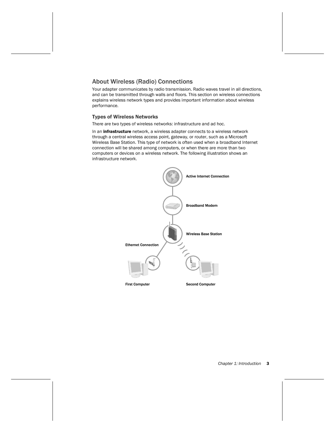 Microsoft MN-730 manual About Wireless Radio Connections, Types of Wireless Networks 